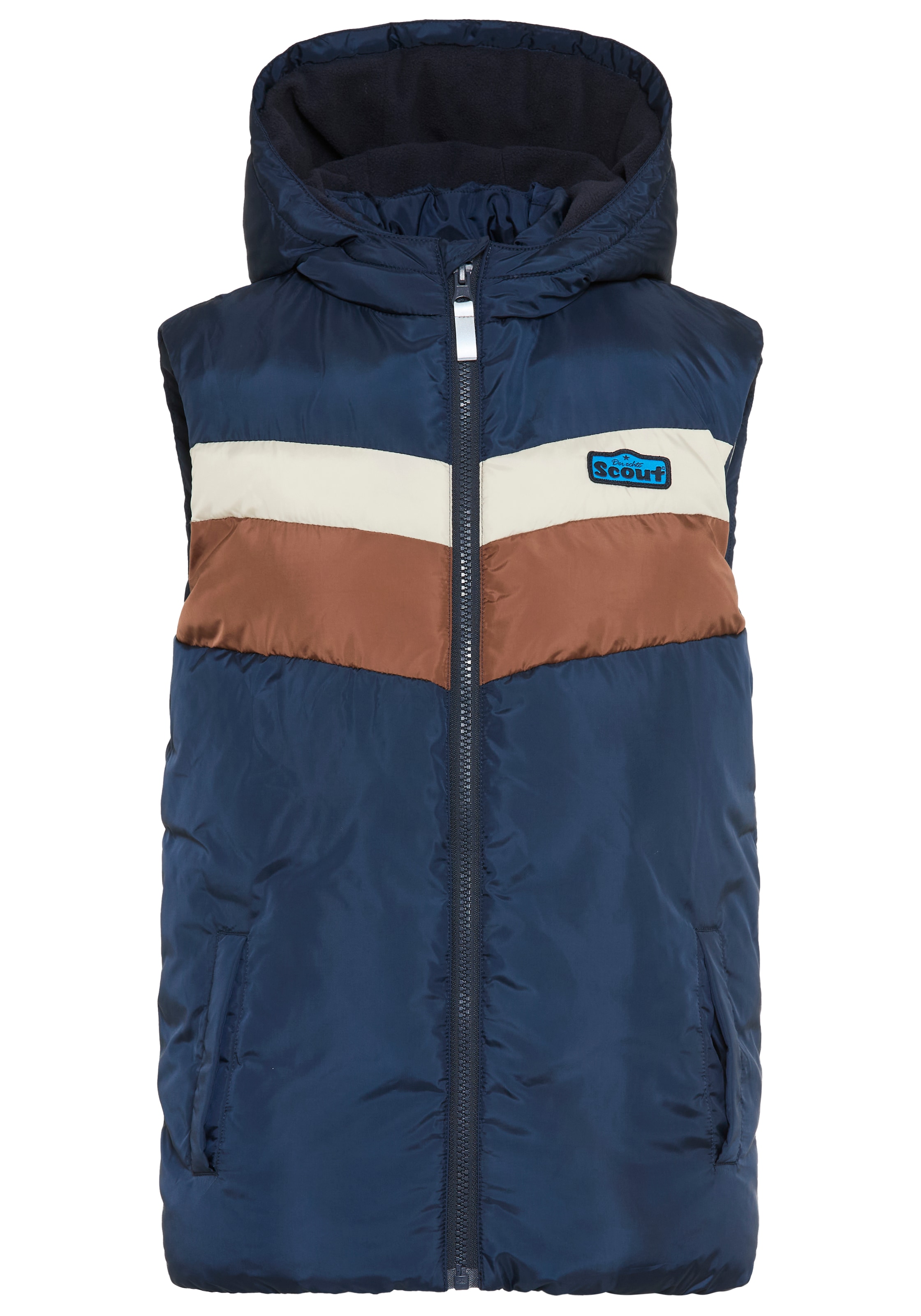 Scout Steppweste »Colorblocking Weste mit Farbeinsätzen und Fleecefutter« aus wärmendem und wasserabweisendem Material, mit Kapuze