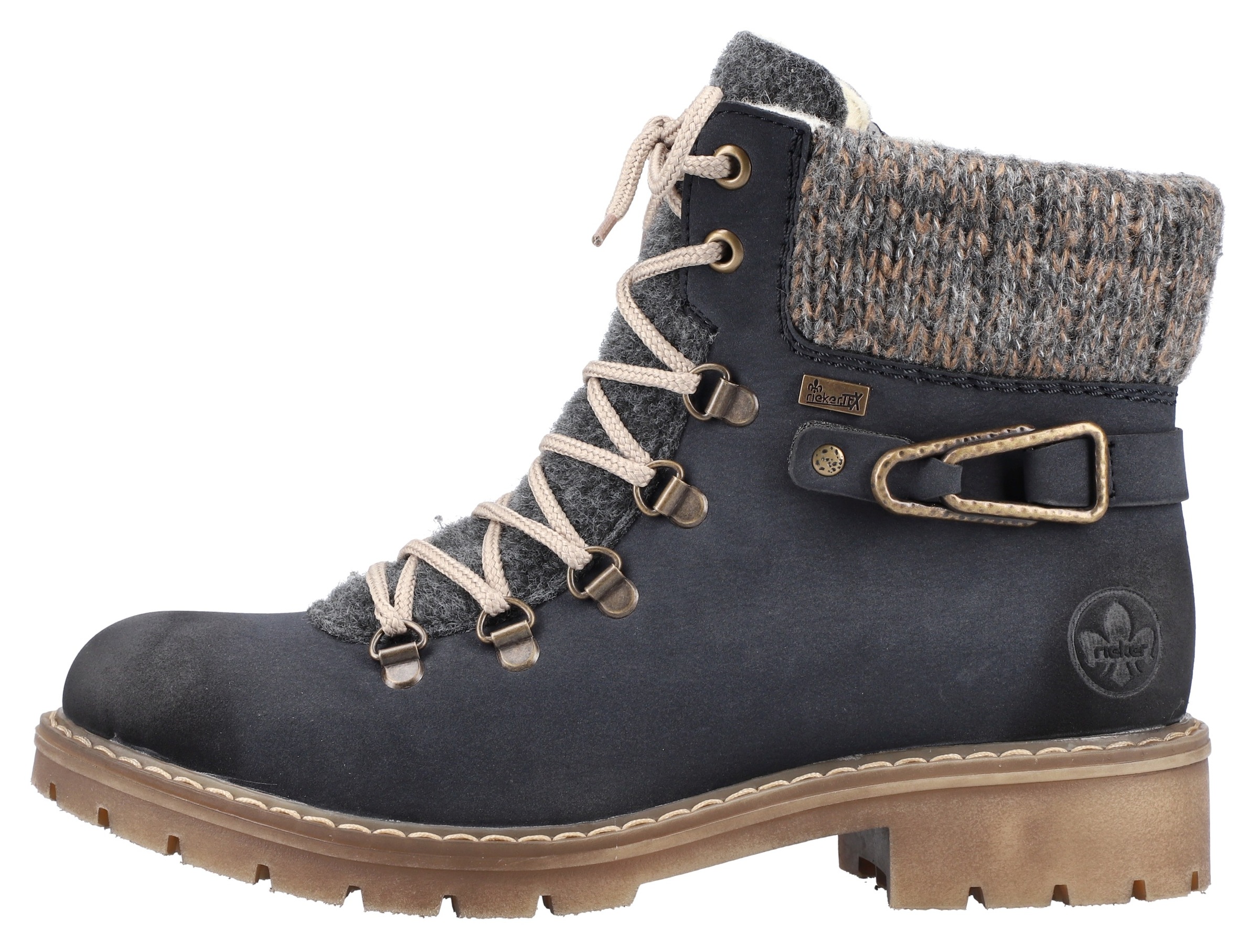 Rieker Winterstiefelette, Winterboots, Schnürboots mit Strickrand und Rieker-TEX