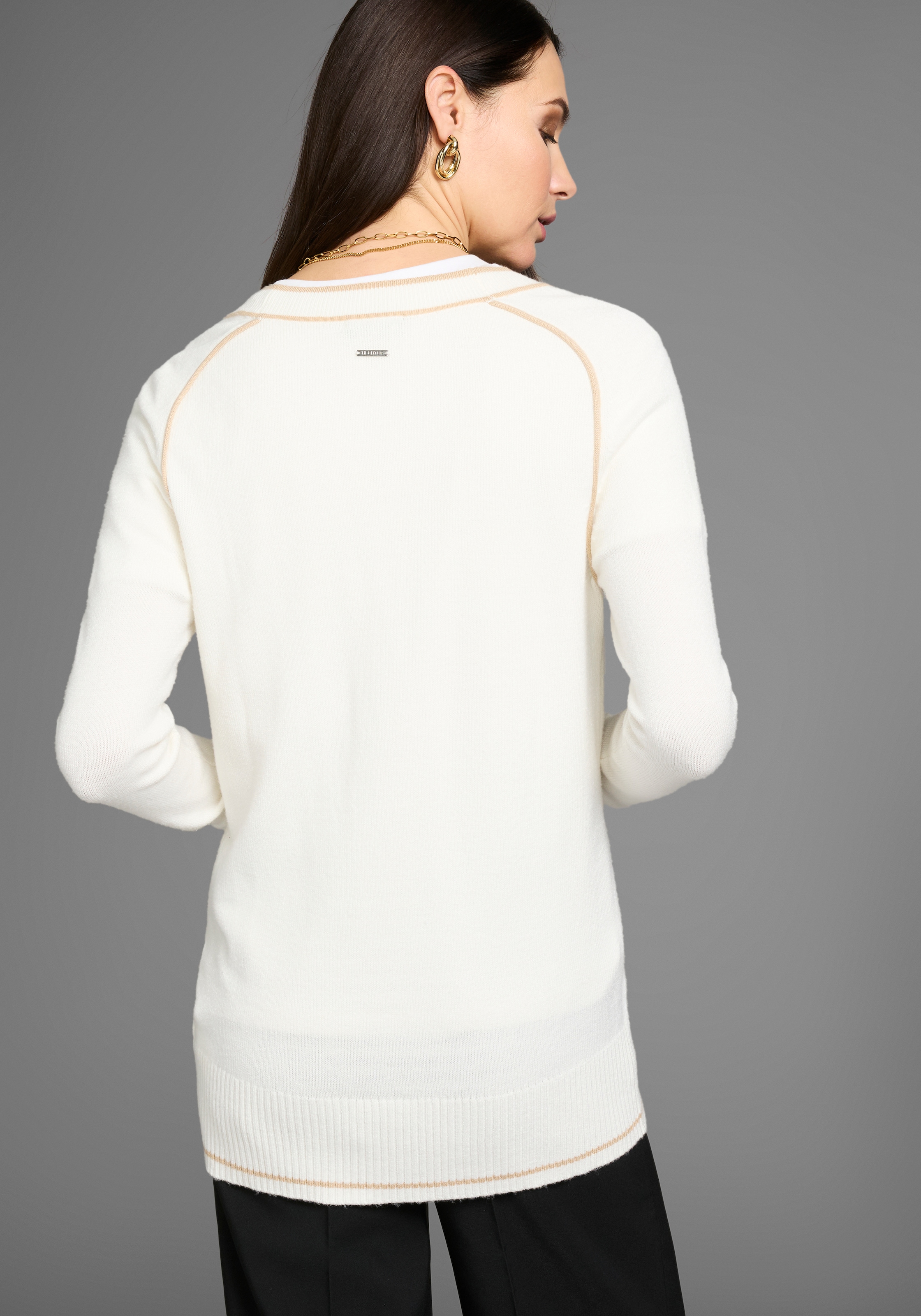 HECHTER PARIS Longstrickjacke, mit modischen Kontrastlinien