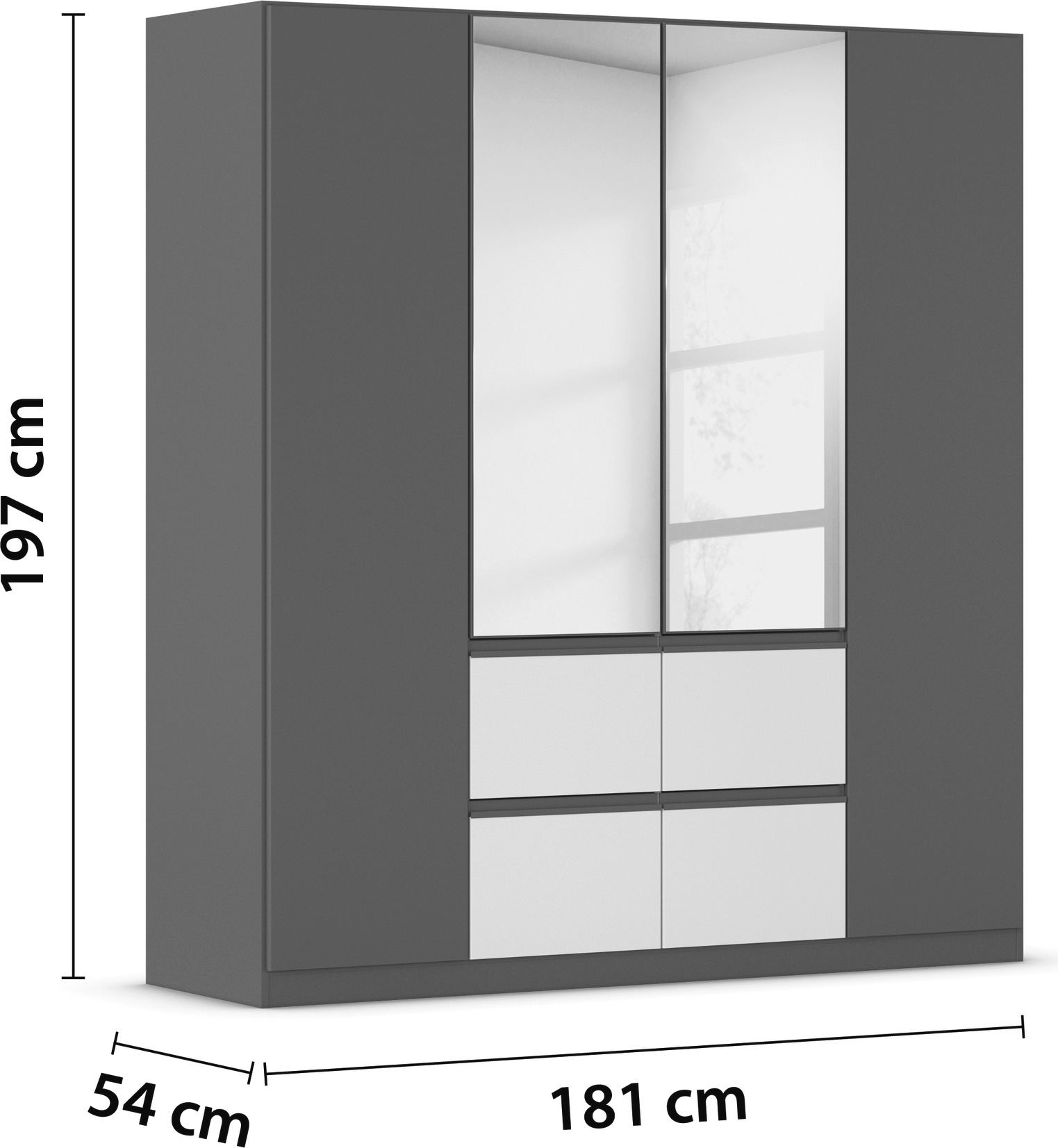 rauch Drehtürenschrank »Kleiderschrank Schrank Garderobe Wäscheschrank BRISTOL in 2 Breiten«, grifflose Front mit Push-to-Open Funktion in 2 Breiten MADE IN GERMANY