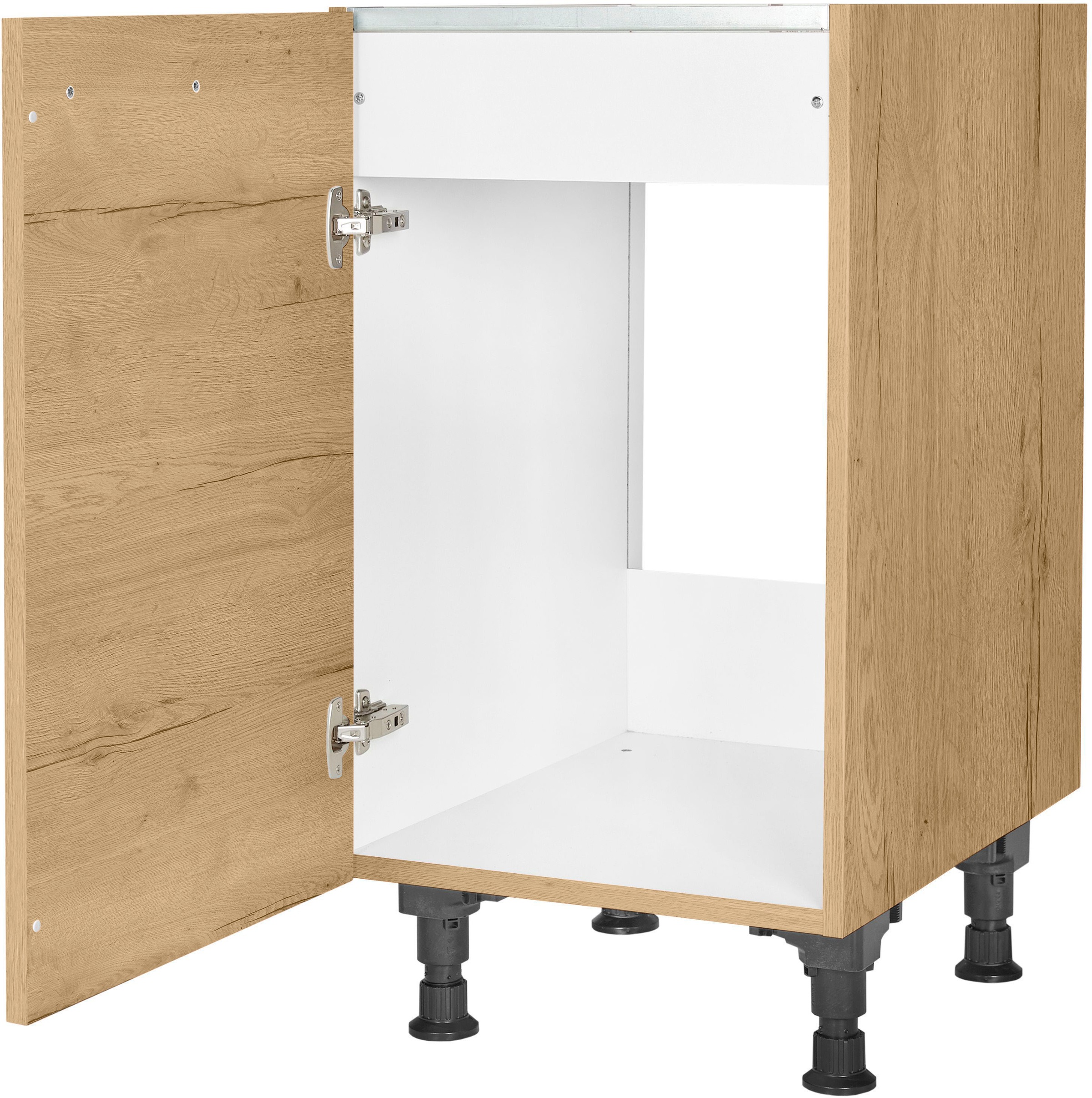 nobilia® Spülenschrank »"Structura", Ausrichtung wählbar, vormontiert, in den Breiten«, 45 und 60 cm, mit höhenverstellbaren Sockelfüßen