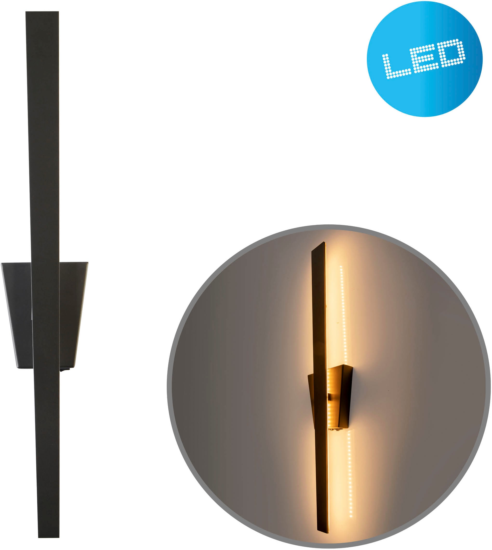 näve LED Wandleuchte »"TREVOR"«, 1 flammig, schwarz, trapezförmiger Baldach günstig online kaufen