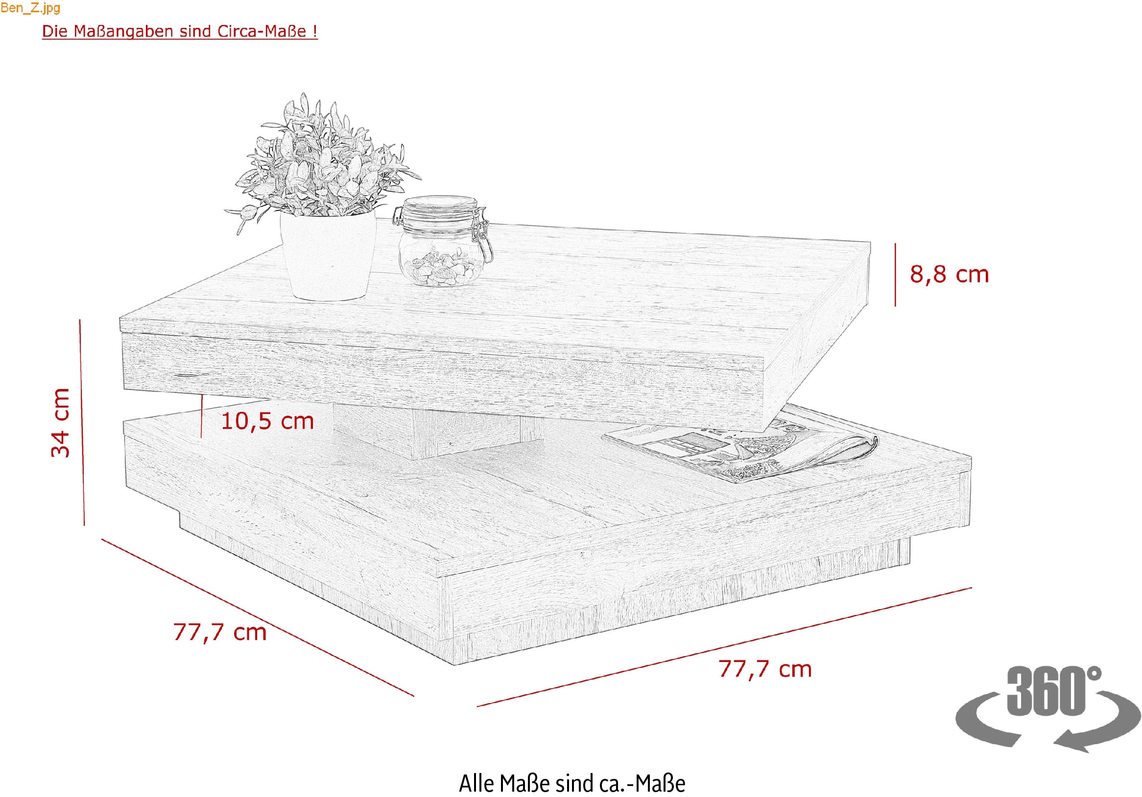 Home affaire Couchtisch »BEN«, mit drehbarer Platte