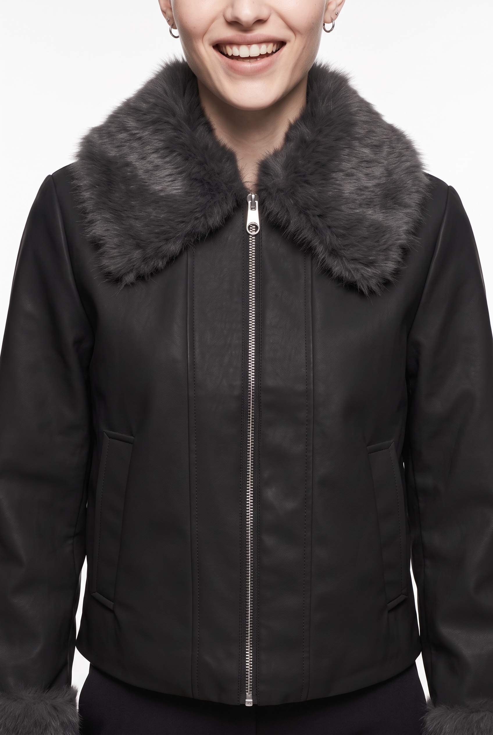 ONLY Lederimitatjacke »ONLBAZ FAUX LEATHER FUR JACKET CC OTW« Lederimitat
