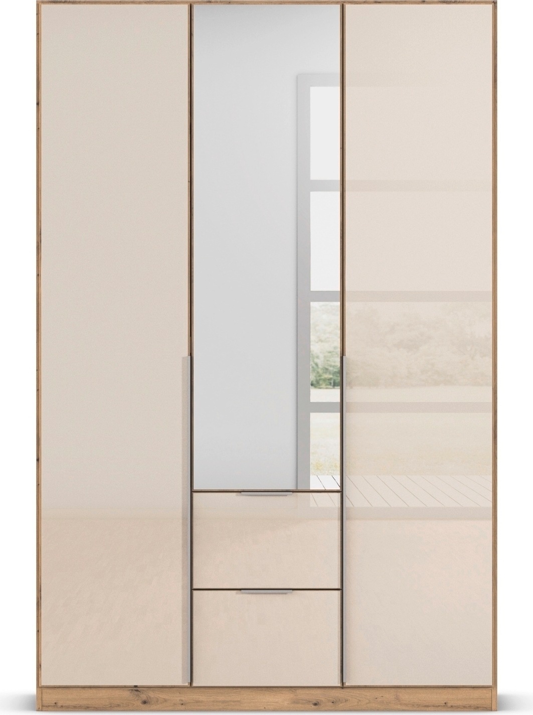 rauch Drehtürenschrank »Kleiderschrank Kleiderschränke Schrank Garderobe AGORDO mit Glasfront«, (in zwei Griff-Farben, Breiten 91-360 cm), mit Außenschubkästen, in 7 Breiten und 2 Höhen MADE IN GERMANY