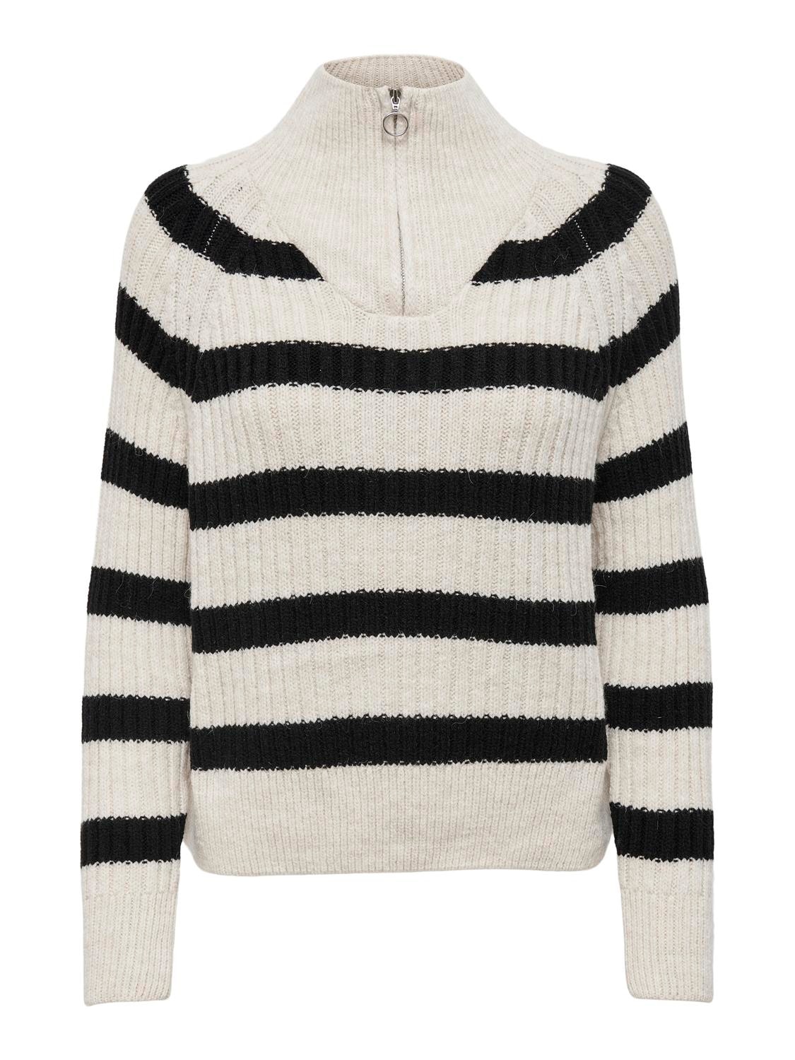 ONLY Stehkragenpullover »ONLLEISE FREYA LS ZIP HIGH NECK KNT NOOS«, mit Streifenmuster
