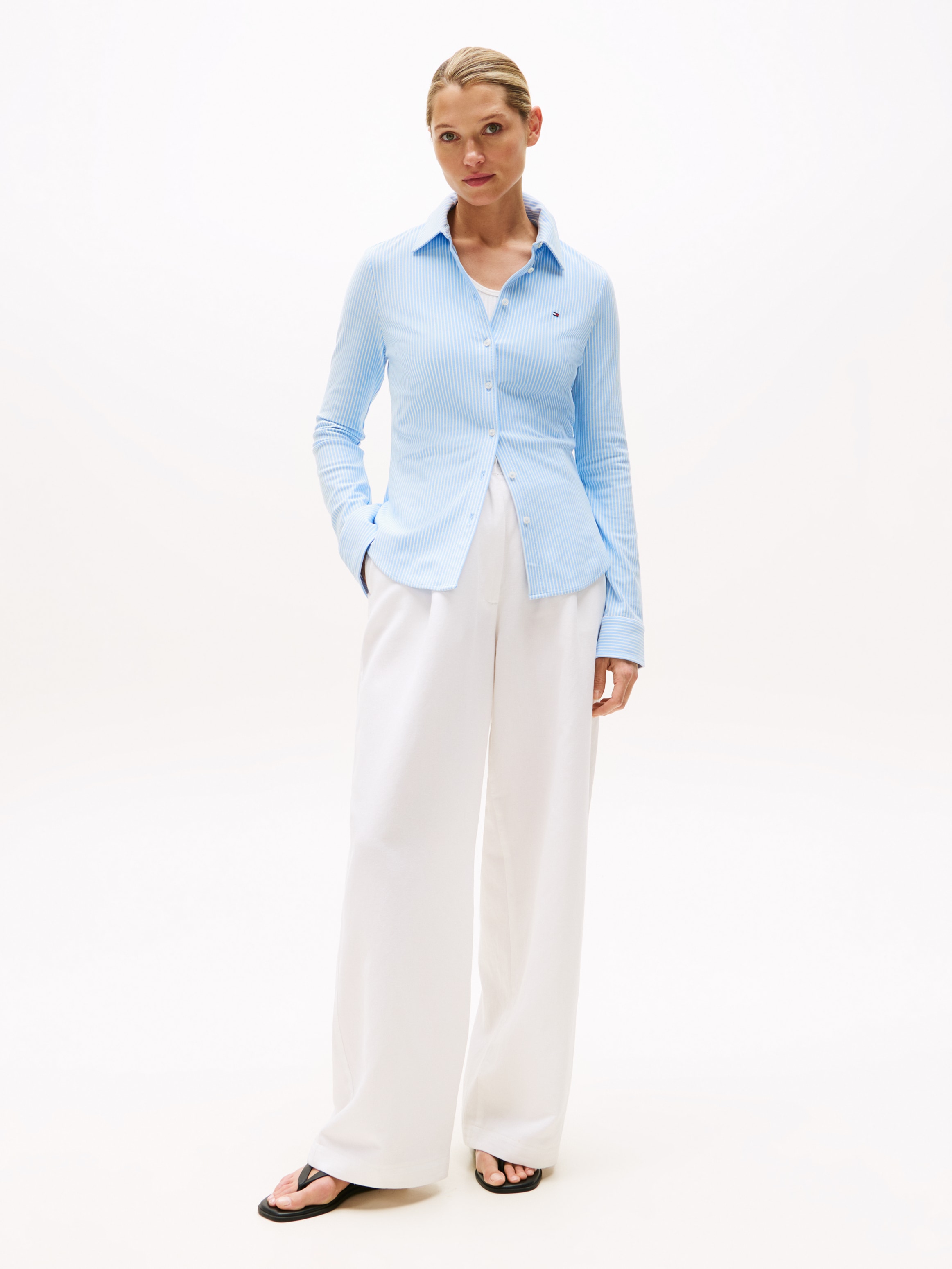 Tommy Hilfiger Poloshirt »1985 SLIM PIQUE BTN DOWN LS mit Polokragen und Label« Baumwollmischung, slim fit