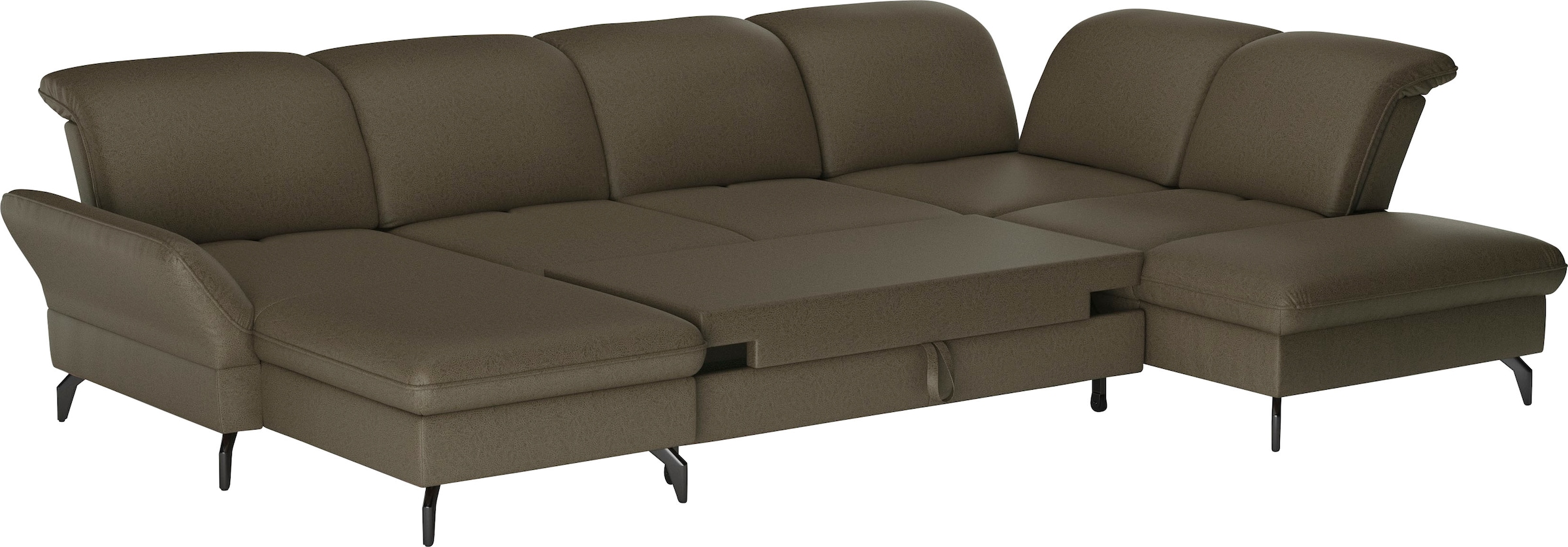 sit&more Wohnlandschaft »Leandro U-Form«, Wahlweise mit Bett-, Kopfteil - und Armlehnfunktion, sowie Bettkasten