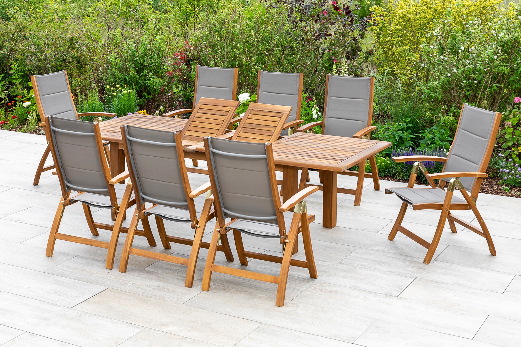 MERXX Garten-Essgruppe »Acapulco« 9 Stk. tlg. 8 Klappsessel, ausziehbarer T günstig online kaufen