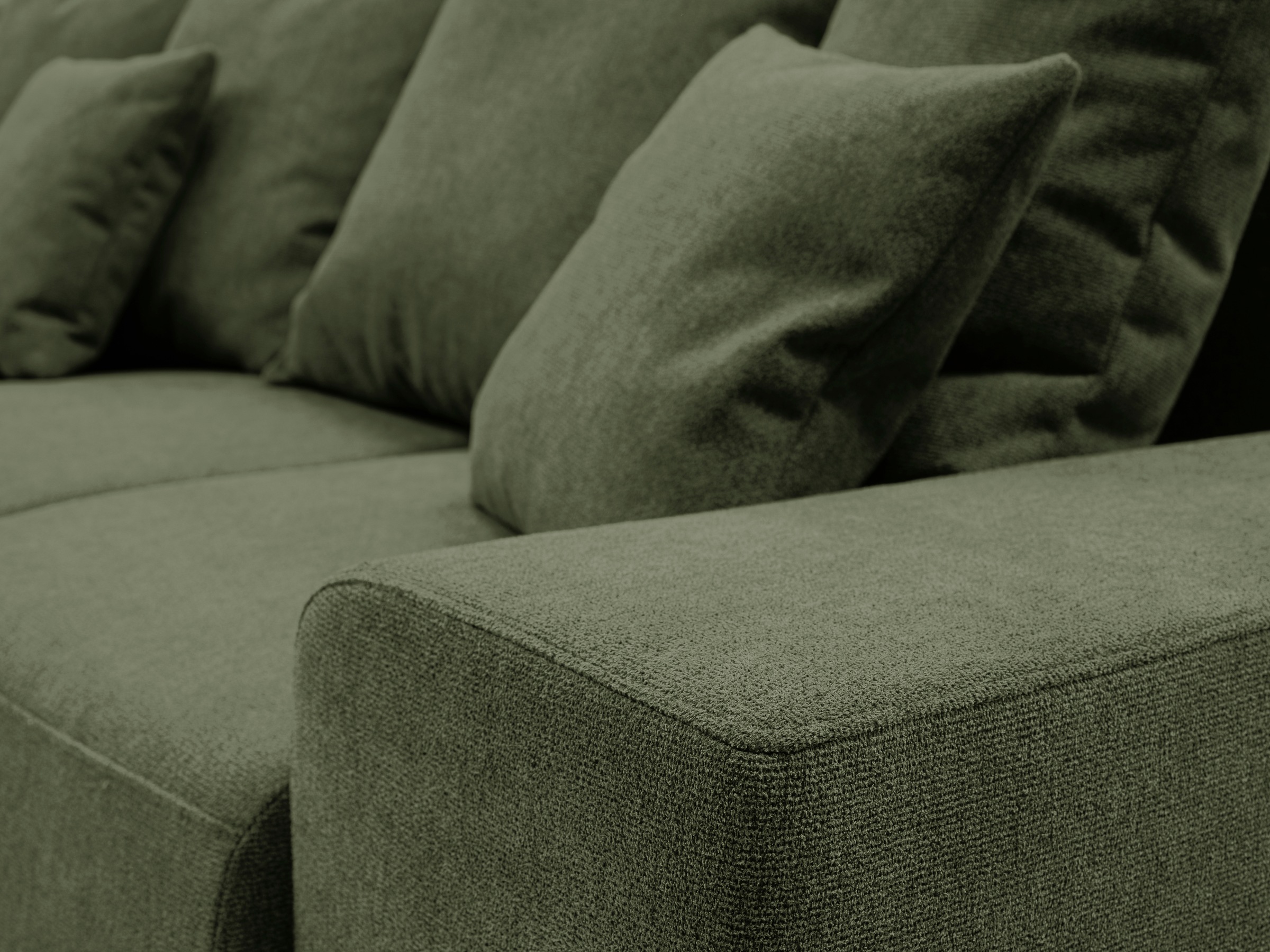 WERK2 Ecksofa »Riwa, modernes Sofa zum Kuscheln und Entspannen, Breite 300cm, L-Form«, Trendiges Ecksofa mit vielen Kissen, Schlaffunktion & Bettkasten