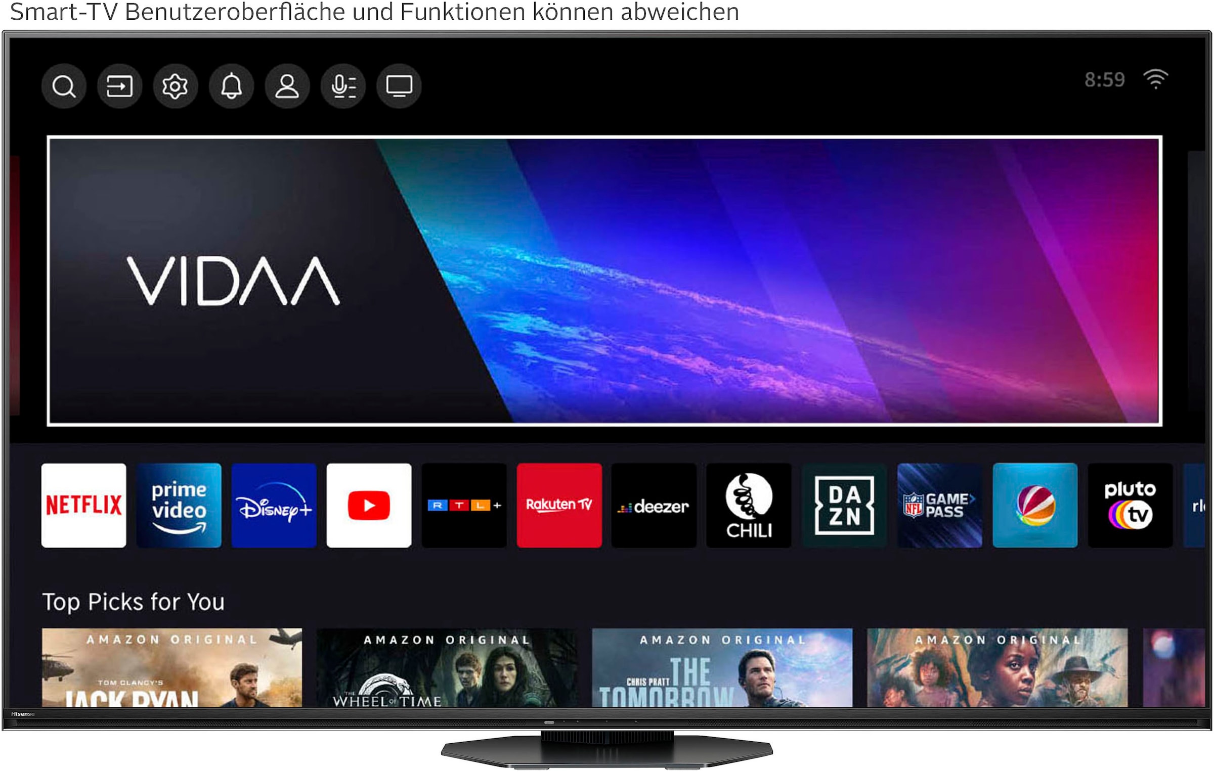 Hisense Mini-LED-Fernseher »75U8NQ«, 4K Ultra HD, Smart-TV, 4KUHD, ULED, Mini LED