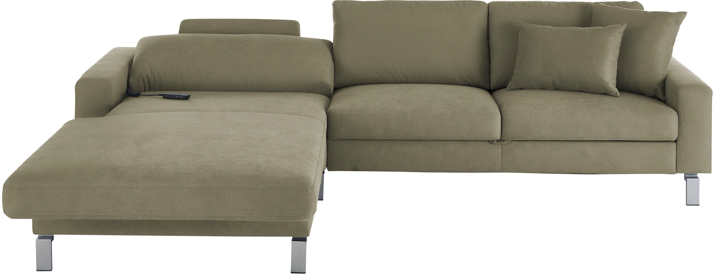 3C Candy Ecksofa »Lecce, wahlweise PUR-Schaumstoff oder Tonnentaschenfederkern«, Bett im 2,5-Sitzer, teilmotorische Schlaffunktion im Longchair, L-Form