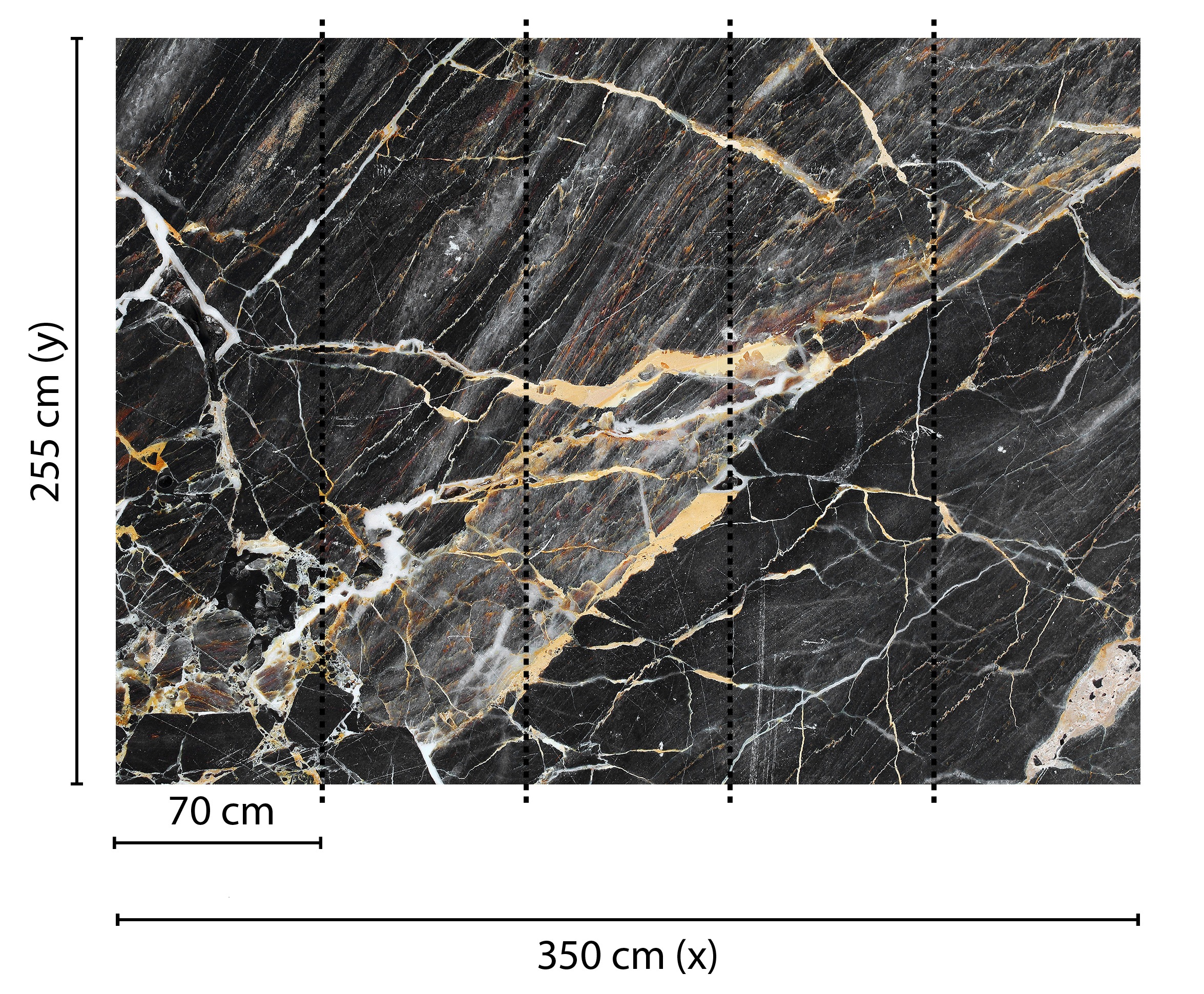 living walls Fototapete »Designwalls Black gelb Marble«, Vlies, Wand, Schräge, Decke