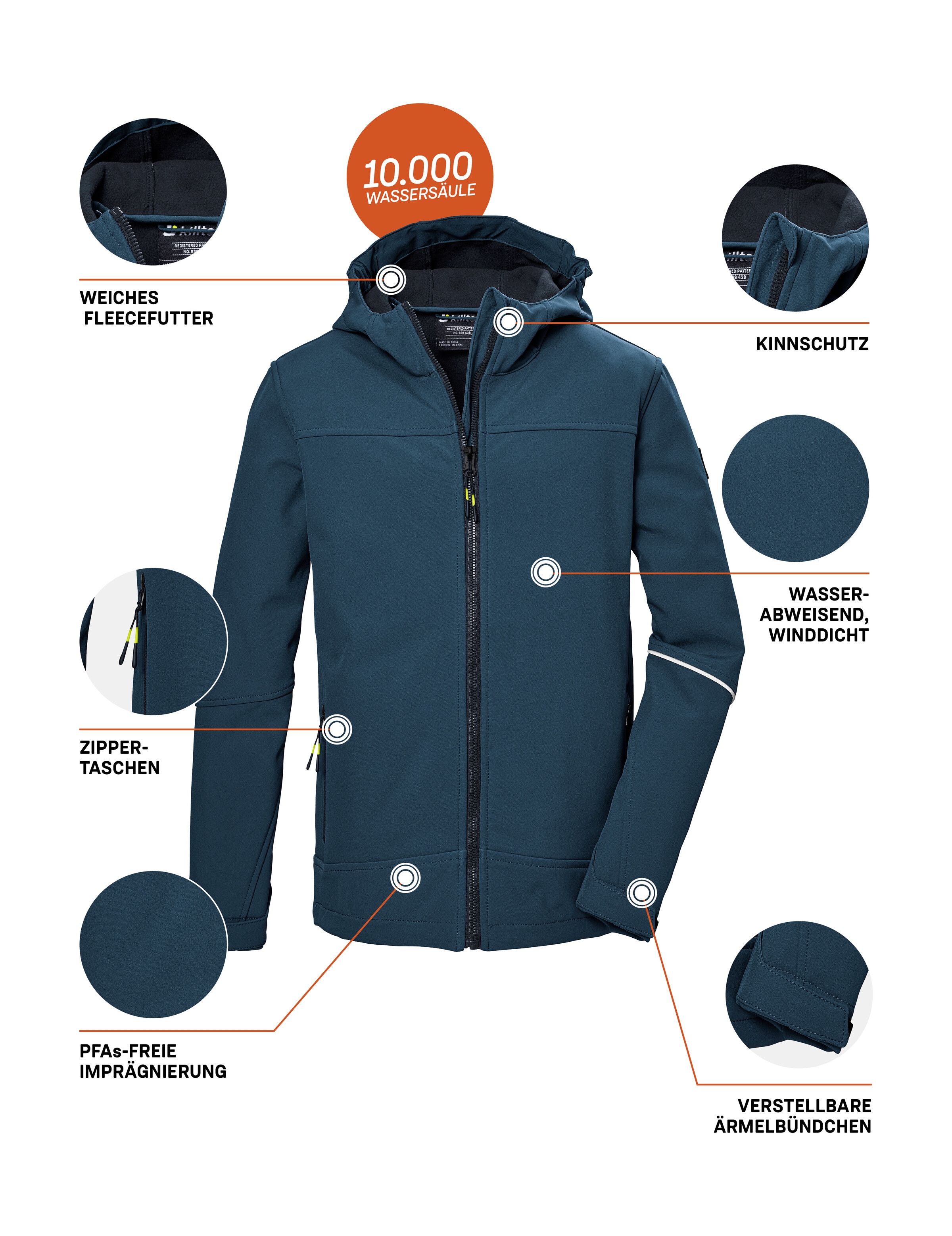 Killtec Softshelljacke »KOS 143 BYS SFTSHLL JCKT«, Wind- und wasserabweisende, atmungsaktive, PFAS-freie Kinderjacke