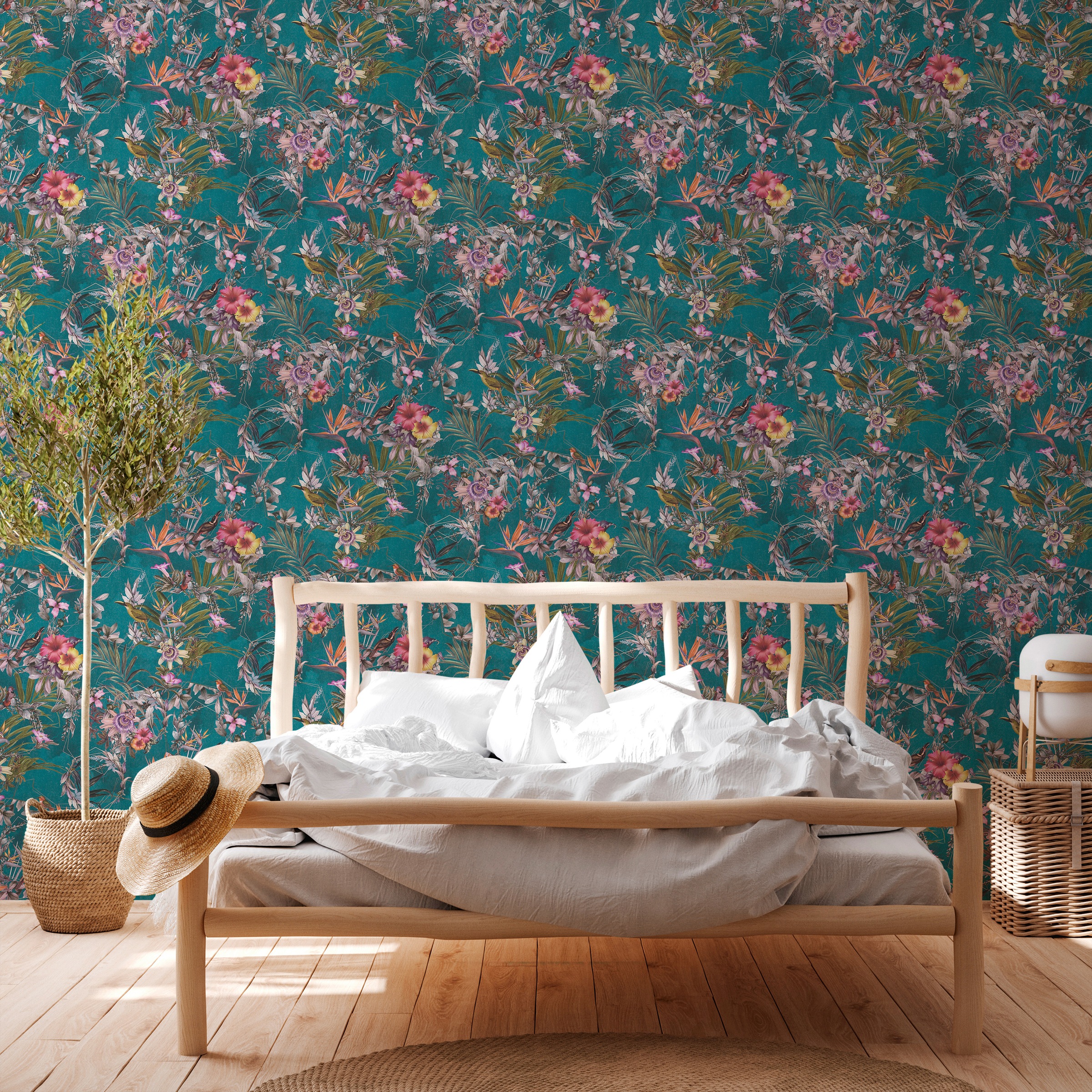 A.S. Création Vliestapete »Dream Flowery«, floral-botanisch-Wald, Vogeltapete Tapete Blumenoptik Tapeten Wohnzimmer Schlafzimmer Küche