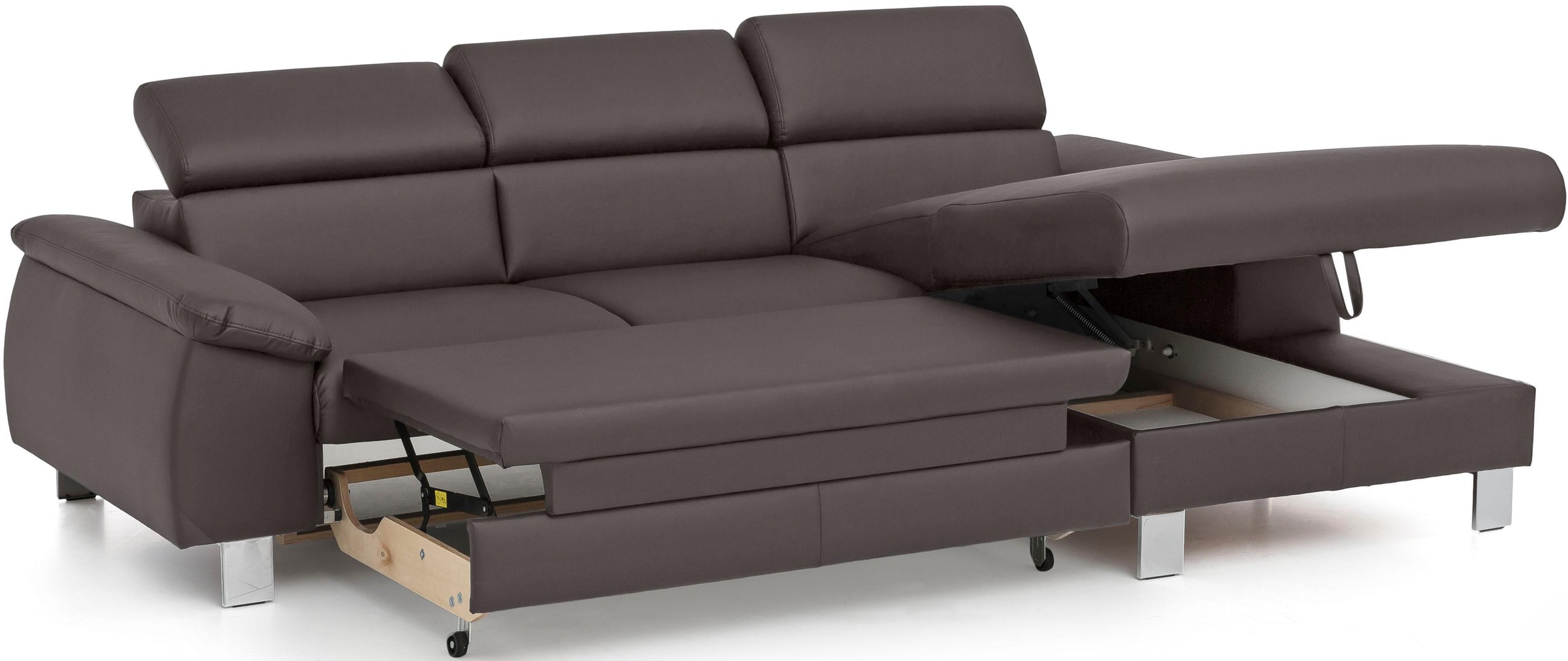 COTTA Ecksofa Komaris, Ecksofa, wahlweise mit RGB-LED-Beleuchtung und Bettfunktion/Bettkasten
