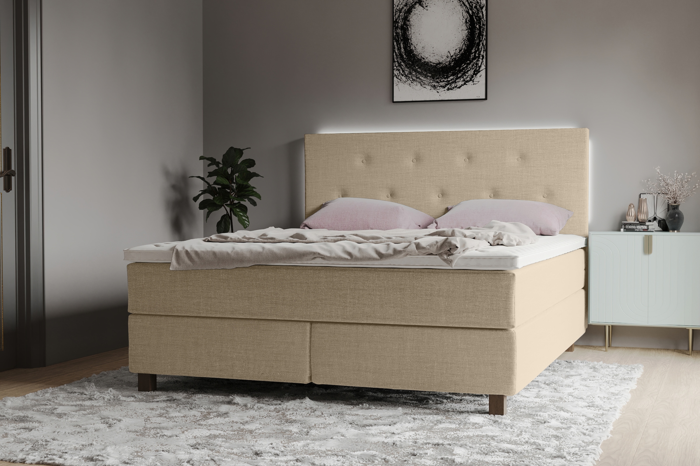 INOSIGN Boxspringbett »Alenika«, mit LED - Beleuchtung, mit Taschen-Federke günstig online kaufen