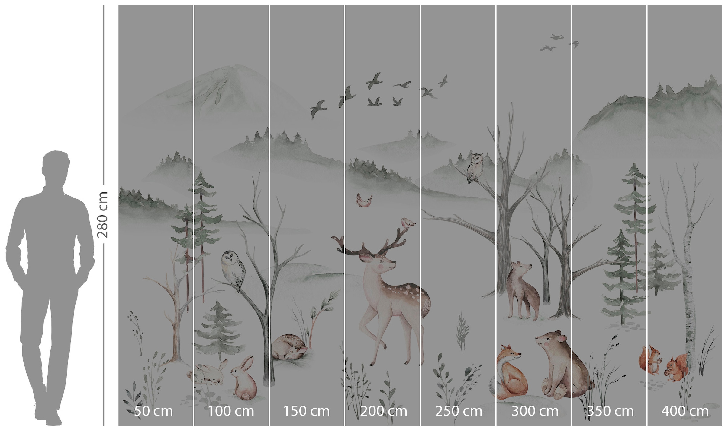 Komar Vliestapete »Digitaldruck Vlies - Cozy Woods - Größe 400 x 280 cm«, bedruckt, Kinderzimmer