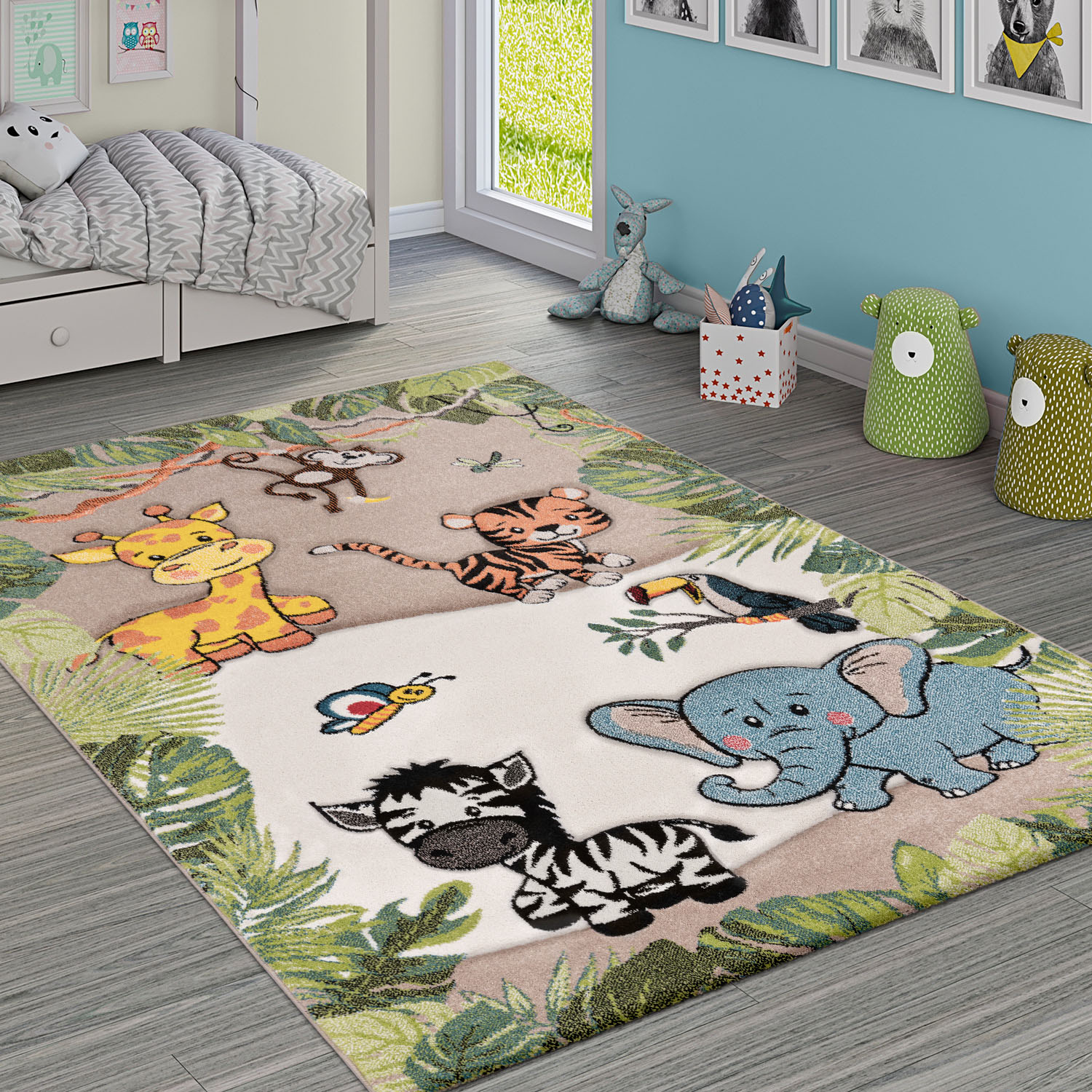 Kinderteppich »Diamond 644«, rechteckig, 3D-Design, Motiv Dschungel Tiere, Kinderzimmer