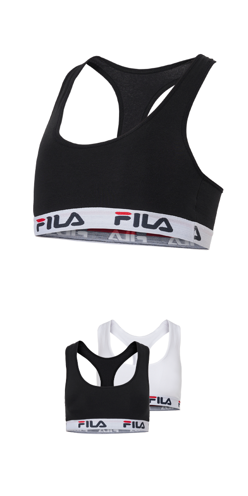 FILA Bralette »JUNIOR GIRL BRA« 2er Pack, nahtlos, Racerback-Rücken, Unterbrustband mit Logoschriftzug BLACK WHITE 158/164 - N-Gr N-Gr 158/164...