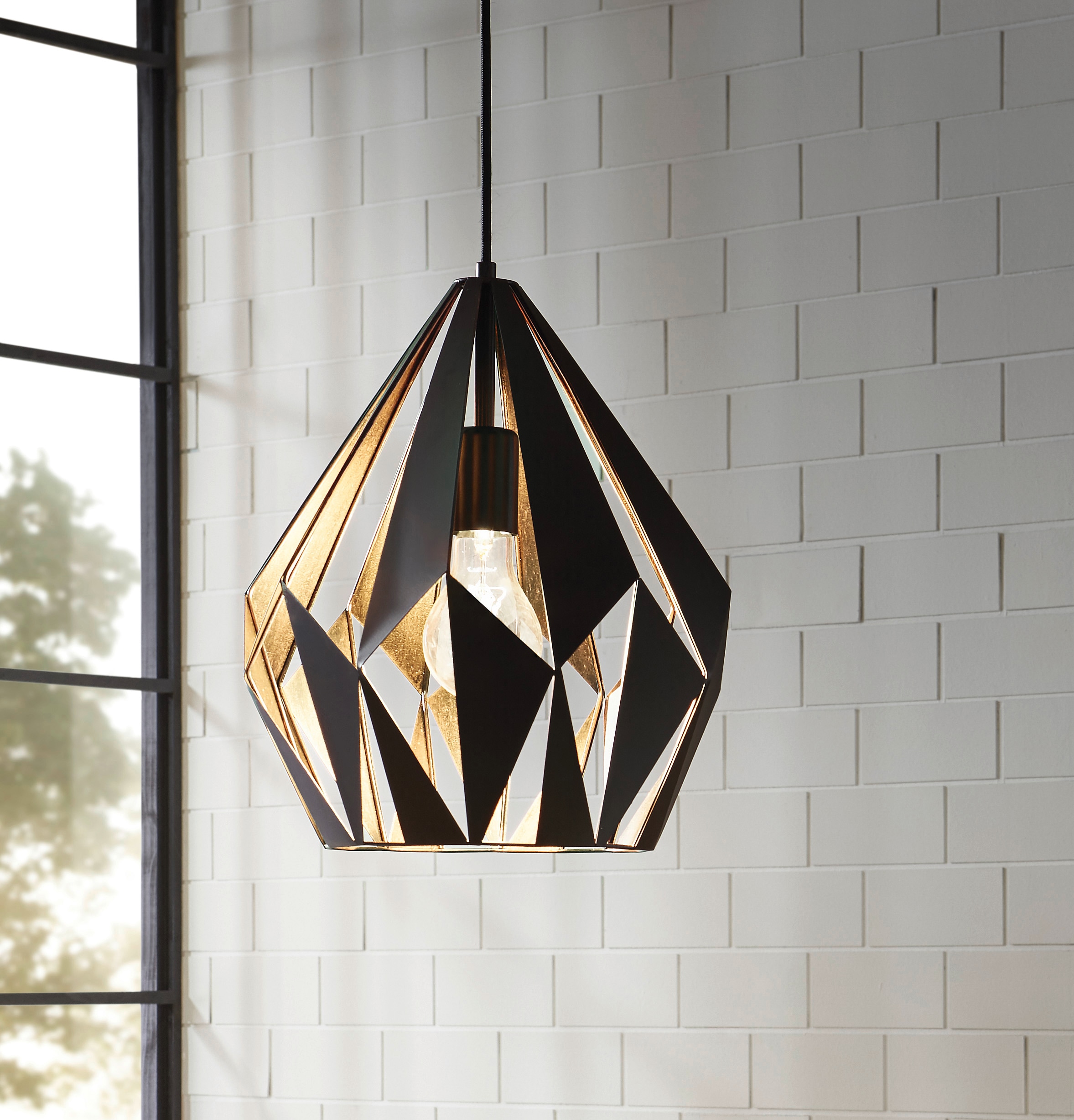 EGLO Pendelleuchte »CARLTON 1«, 1 flammig, Leuchtmittel E27 | ohne Leuchtmittel, Vintage Pendellampe, 1 flammig, Drahtgeflecht, Industrial, 110x31cm