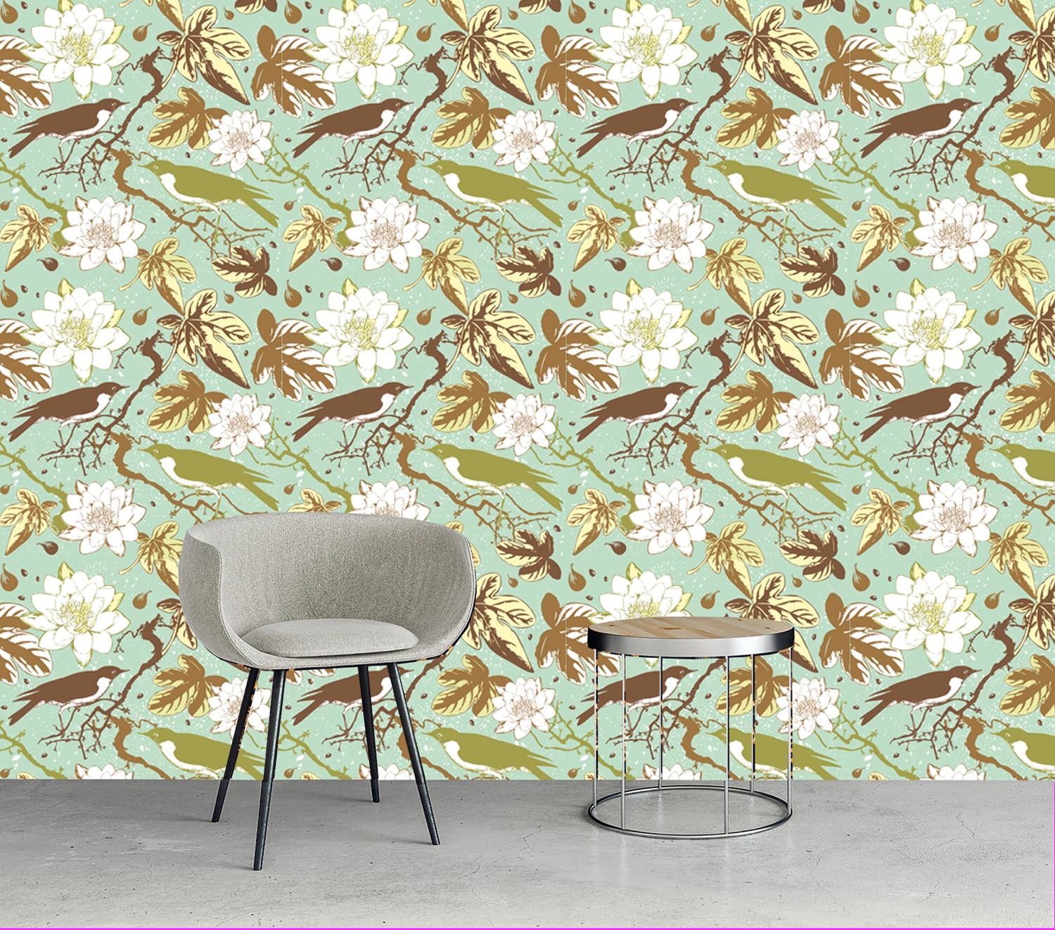 queence Vinyltapete »Fedder« Motiv | bedruckt | botanisch | geblümt | gemustert | natürlich glatt 90x250cm, selbstklebend, kinderleichte Anbringung, , Sticker