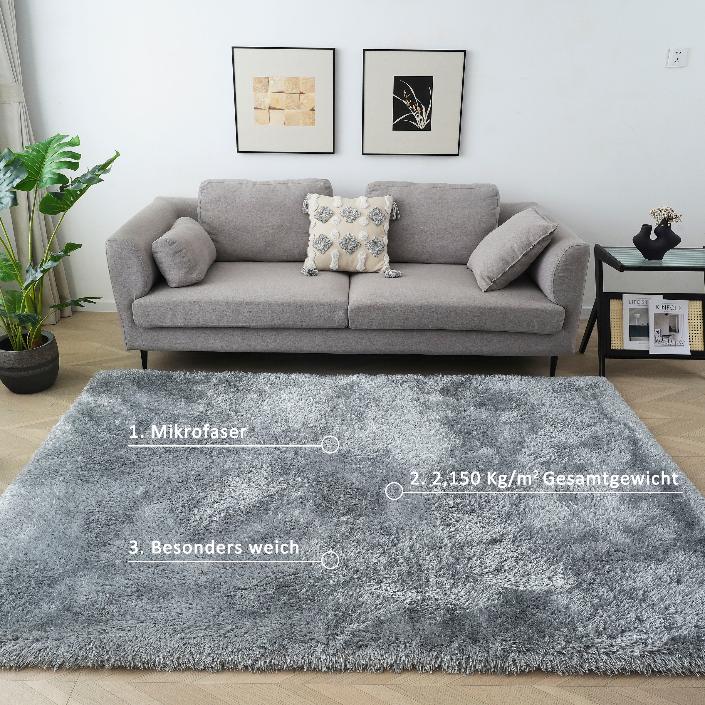 my home Hochflor-Teppich »Micro Shaggy«, rechteckig, 53 mm Höhe, weich, flauschig, Uni-Farben, Wohnzimmer, Schlafzimmer, Kinderzimmer