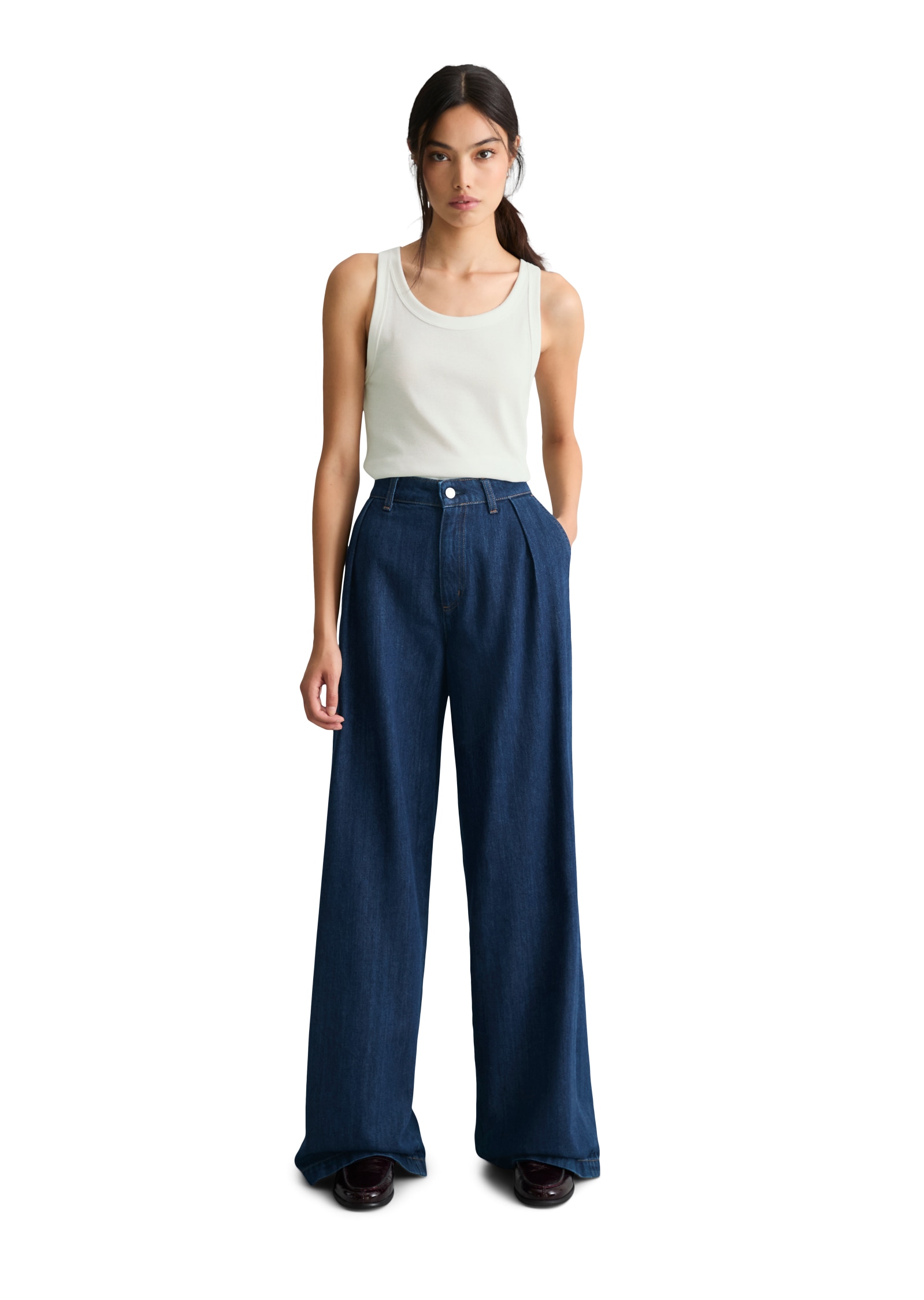Marc O'Polo DENIM Weite Jeans Bundfalten-Jeans wide made with Orange Fiber