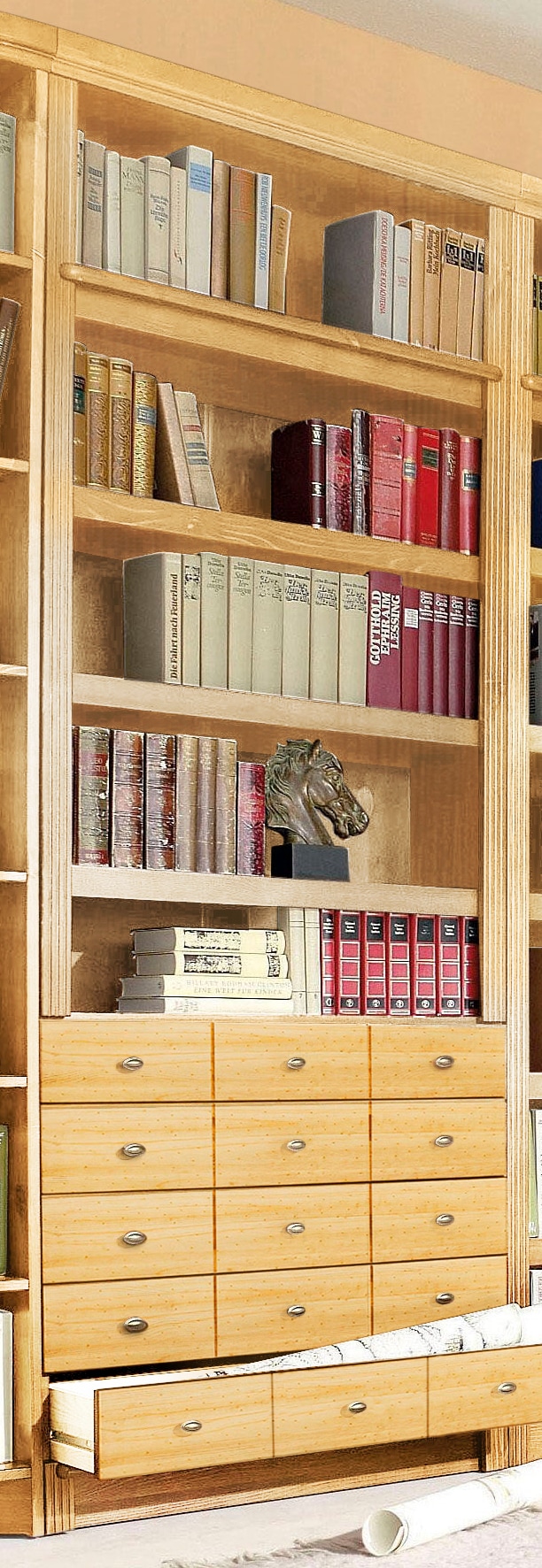 Home affaire Bücherregal »Soeren«, aus massiver Kiefer, in 2 Höhen, Tiefe 29 cm, mit 5 Schubkästen