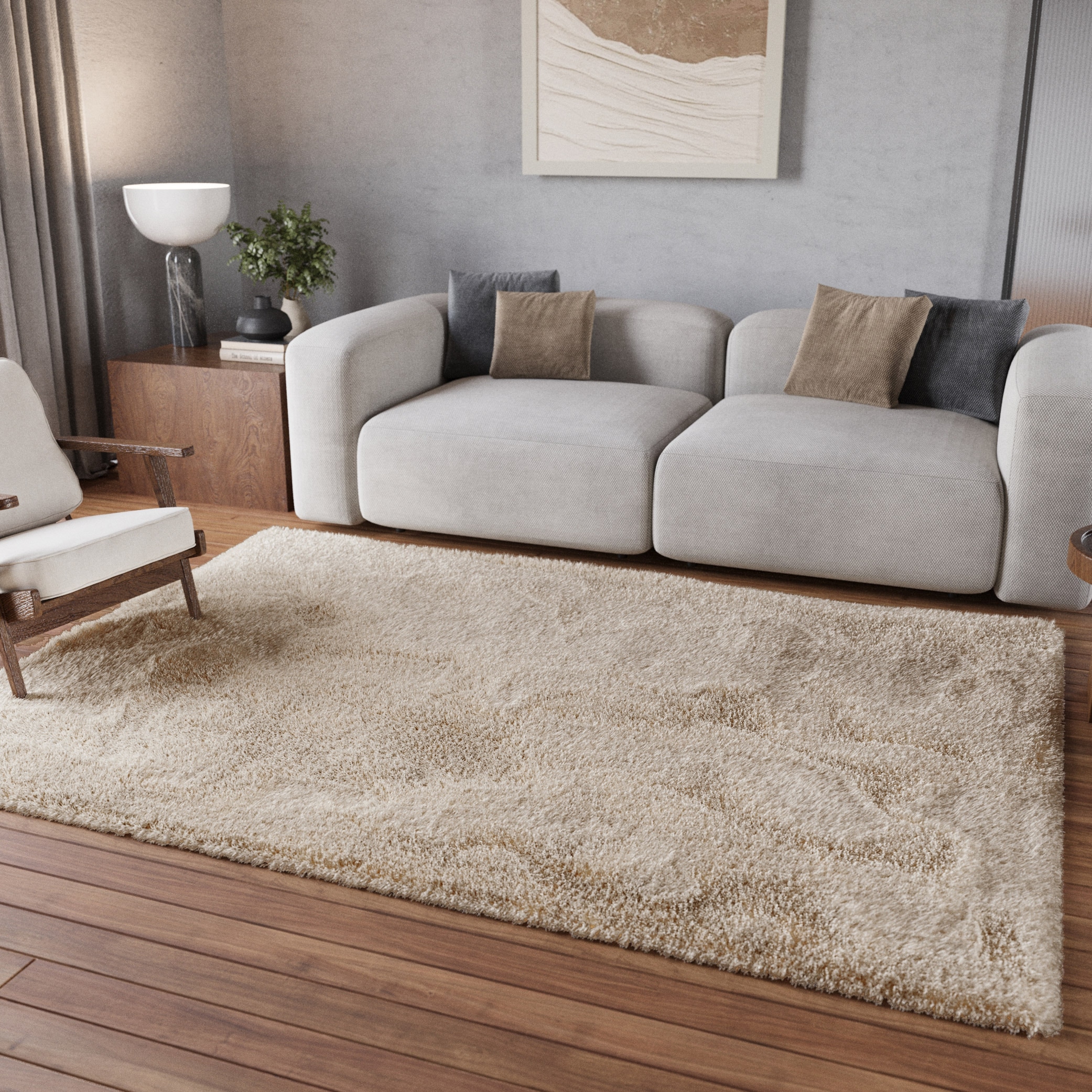 Homie Living Teppich »Parma«, quadratisch, 50 mm Höhe, Hochflor, gewebt, ku günstig online kaufen