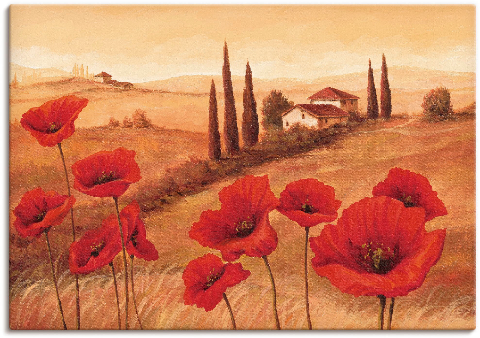 Artland Wandbild »Mohnblumen in der Toskana« Europa 1 Stk. tlg. als Leinwan günstig online kaufen