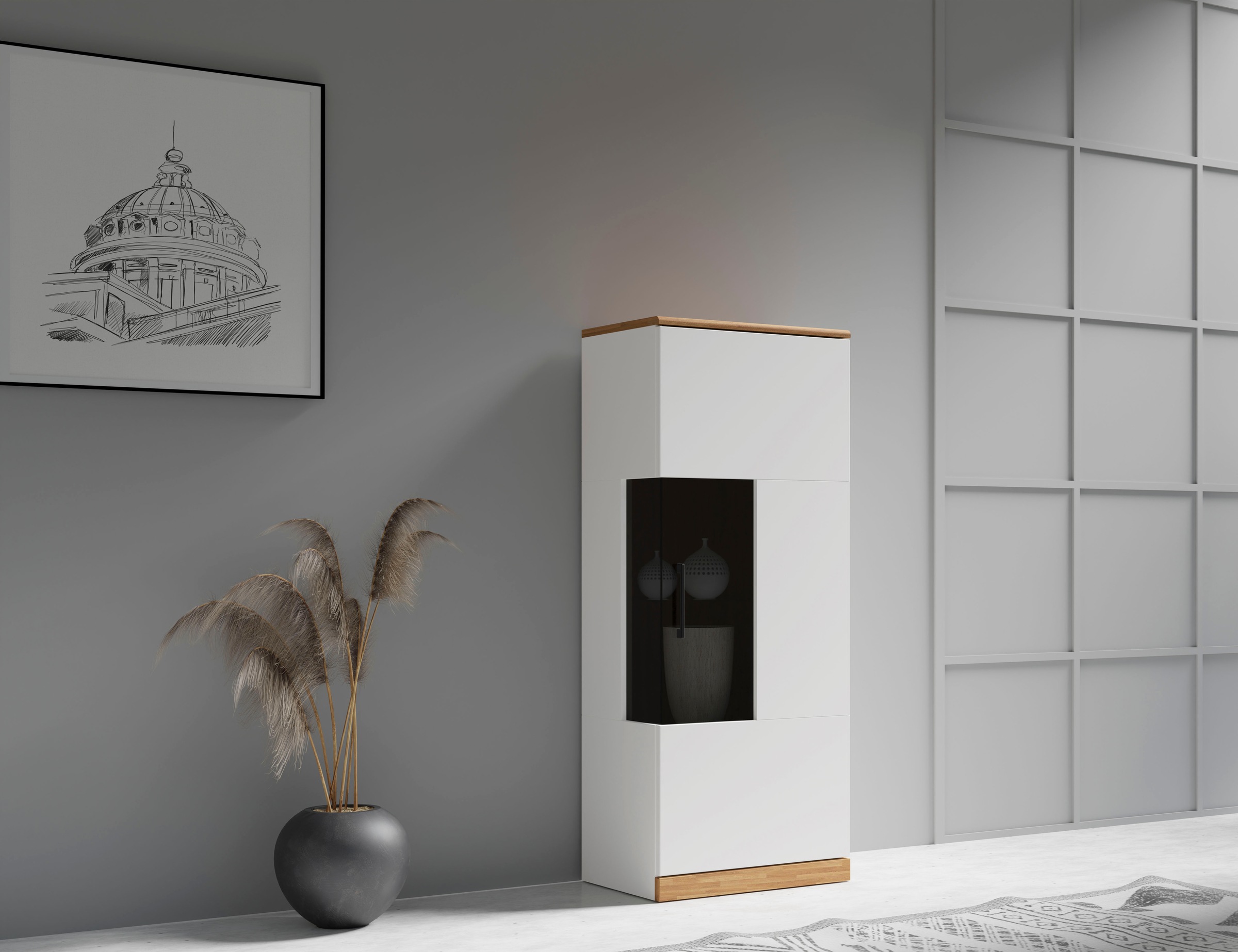 Home affaire Vitrine »RIBE75, 1Glasboden variabel, dunkles gehärtetes Glas, günstig online kaufen