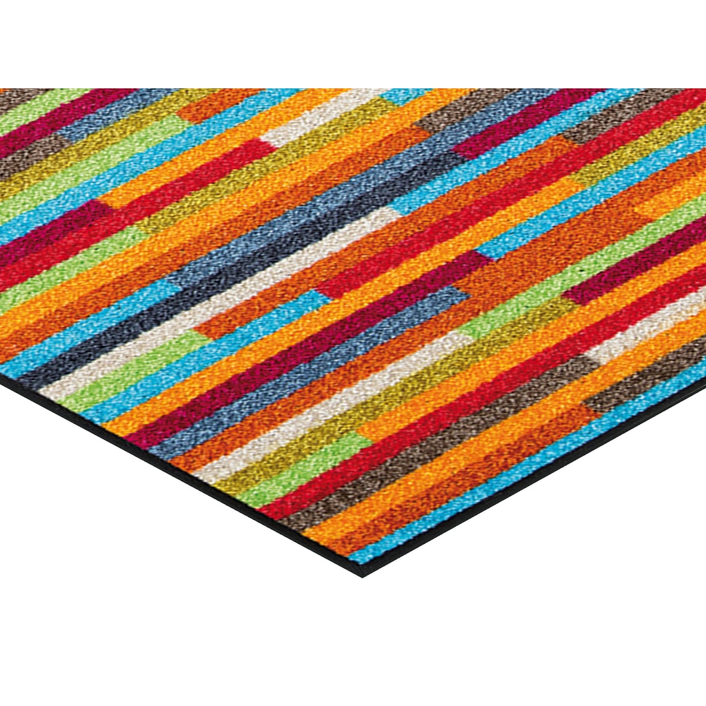 wash+dry by Kleen-Tex Teppich »Mikado Stripes«, rechteckig, 7 mm Höhe, modernes Streifen Design, rutschhemmend, In- und Outdoor geeignet, waschbar, Wohnzimmer