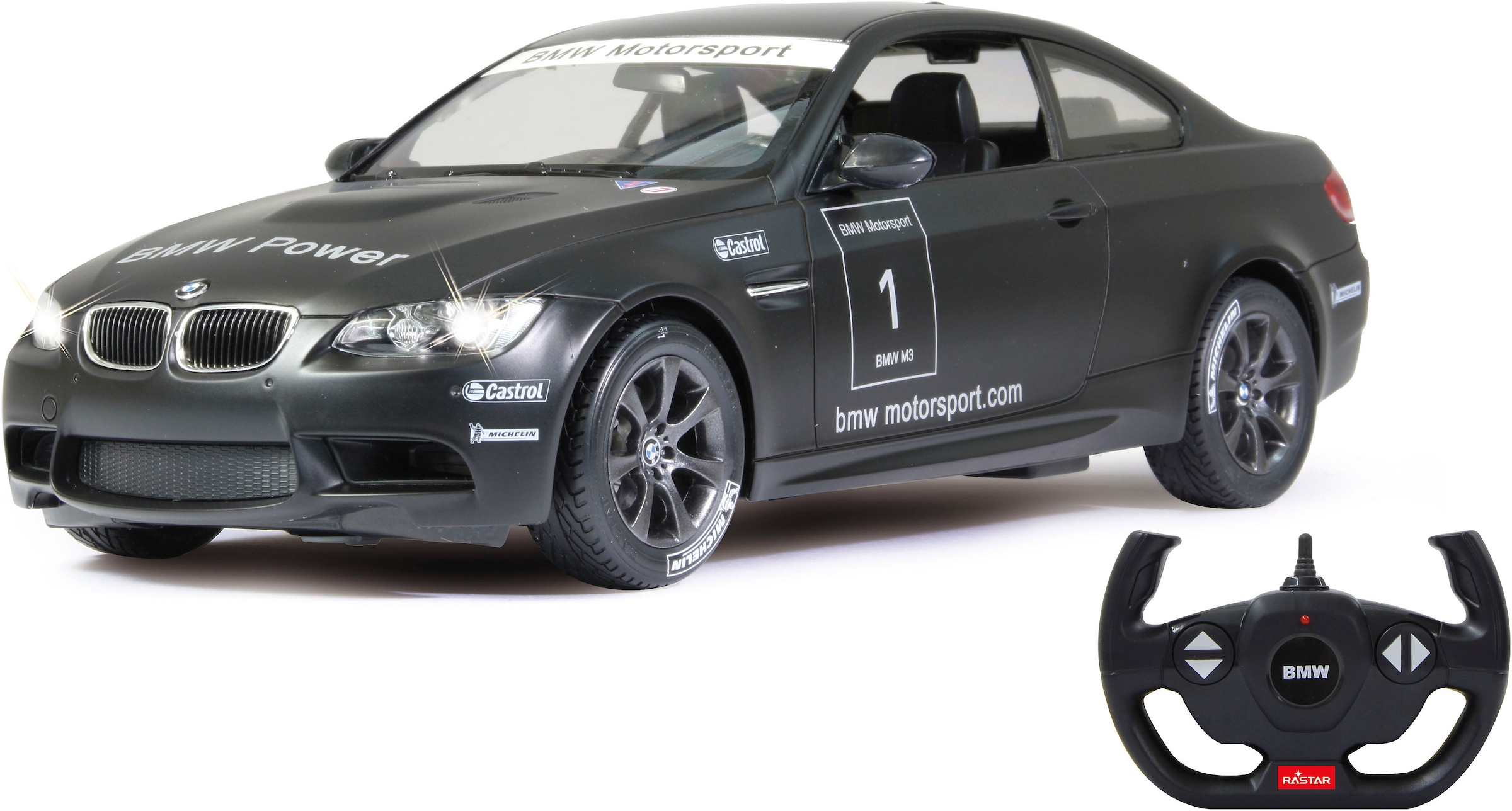 Jamara RC-Auto »Deluxe Cars, BMW M3 Sport, 1:14, schwarz, 2,4GHz«, mit LED-Licht