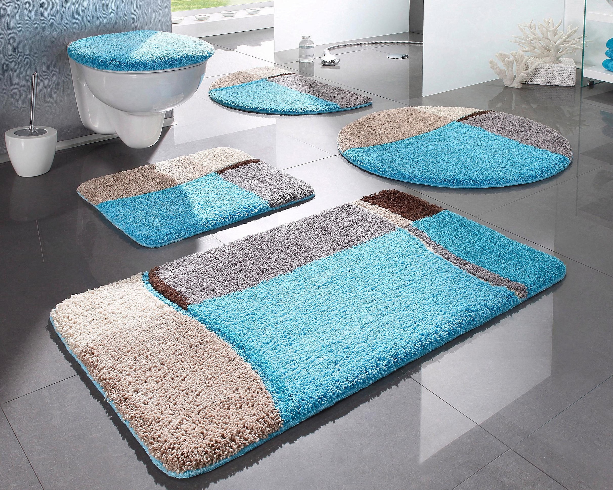 my home Badematte »Belio«, rutschhemmend beschichtet, fußbodenheizungsgeeignet-schnell trocknend-strapazierfähig, Badematte, Badteppich, Badematten auch als 2 tlg. Set erhältlich, bunt