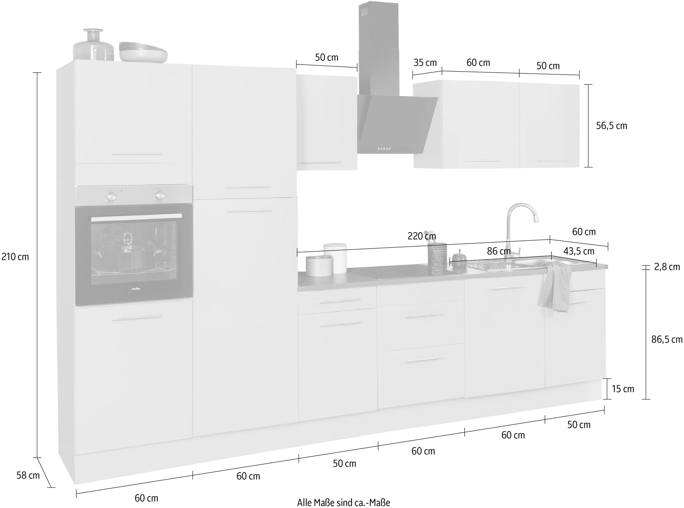 wiho Küchen Küchenzeile »Ela«, Breite 340 cm, Soft-Close-Funktion, höhenverstellbare Füße