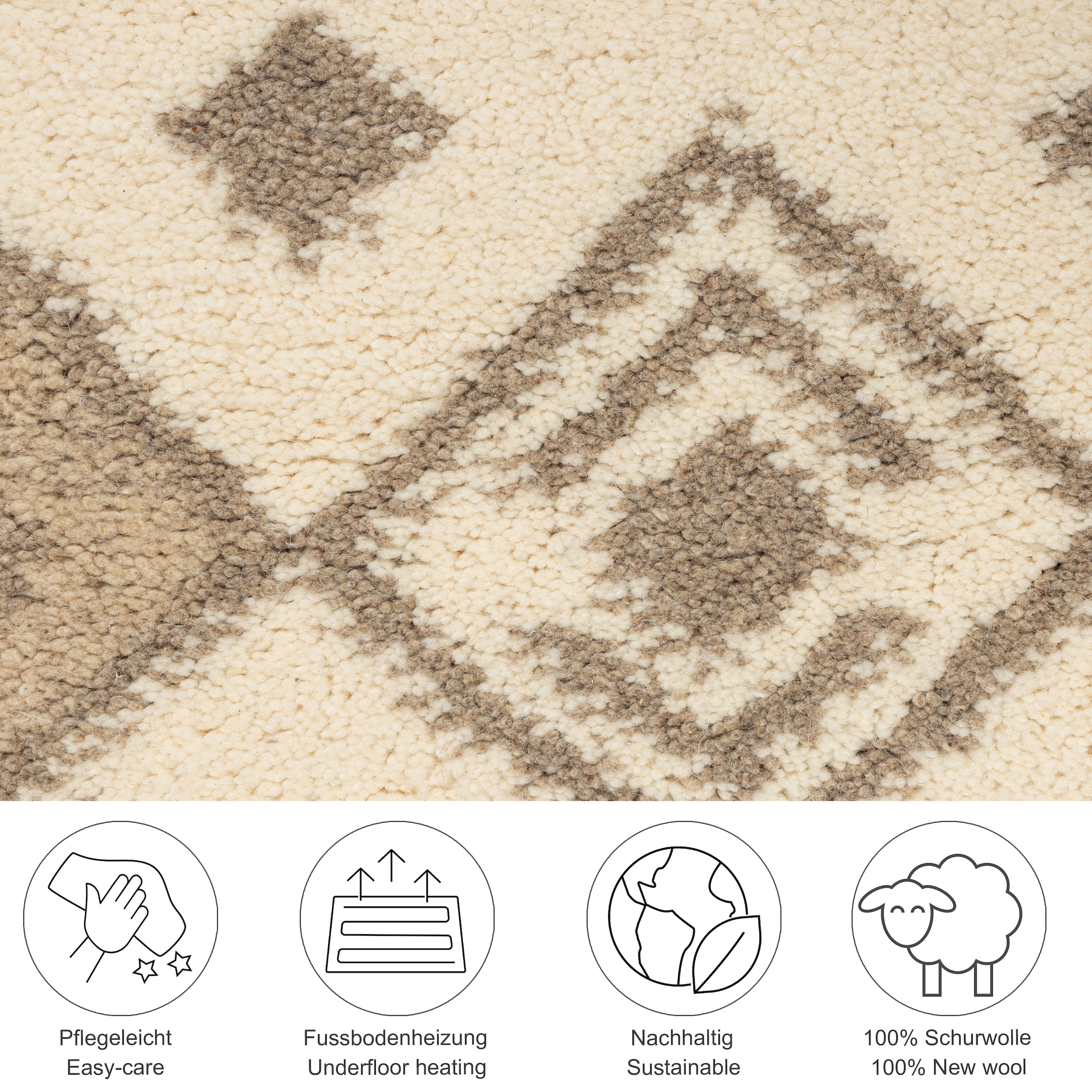 THEKO Wollteppich »Taza Royal 609« rechteckig 28 mm Höhe echter Berber Teppich aus Marokko, reine Wolle, handgeknüpft