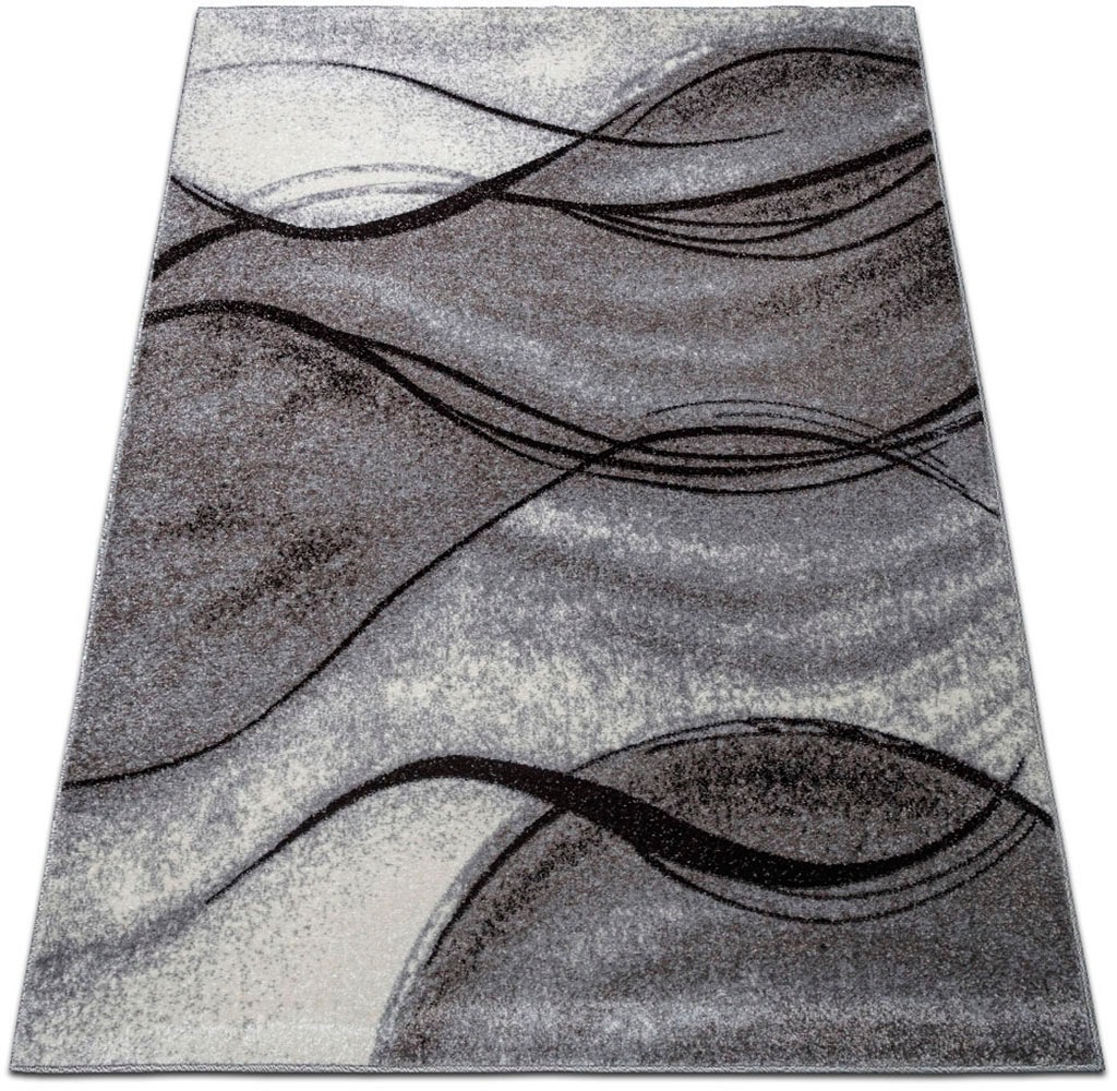 my home Teppich »Tritom«, rechteckig, 9 mm Höhe, mit besonders weichem Flor, Kurzflor, modernes Wellen Muster