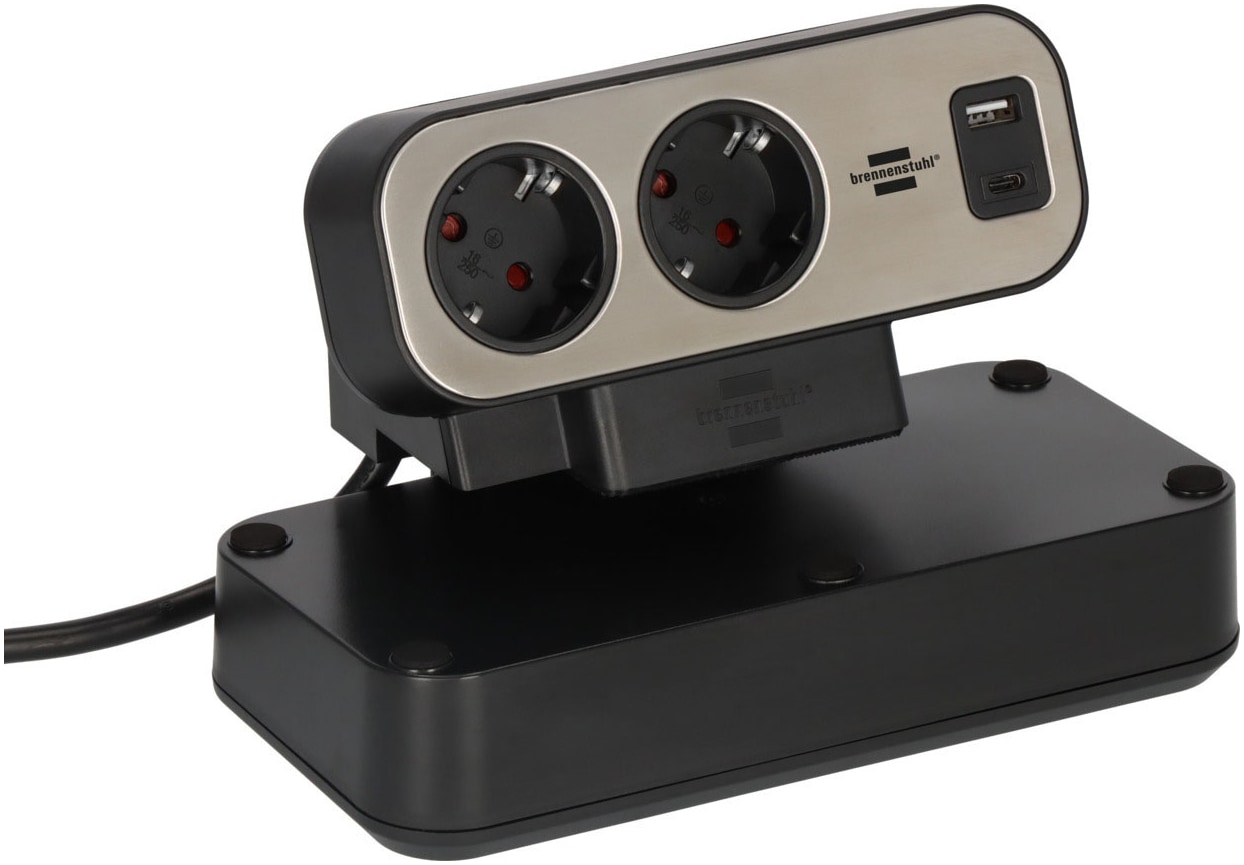 Brennenstuhl Steckdosenleiste »Duplex Tischsteckdosenleiste mit Überspannungsschutz« (USB-Anschlüsse Kabellänge 2 m)