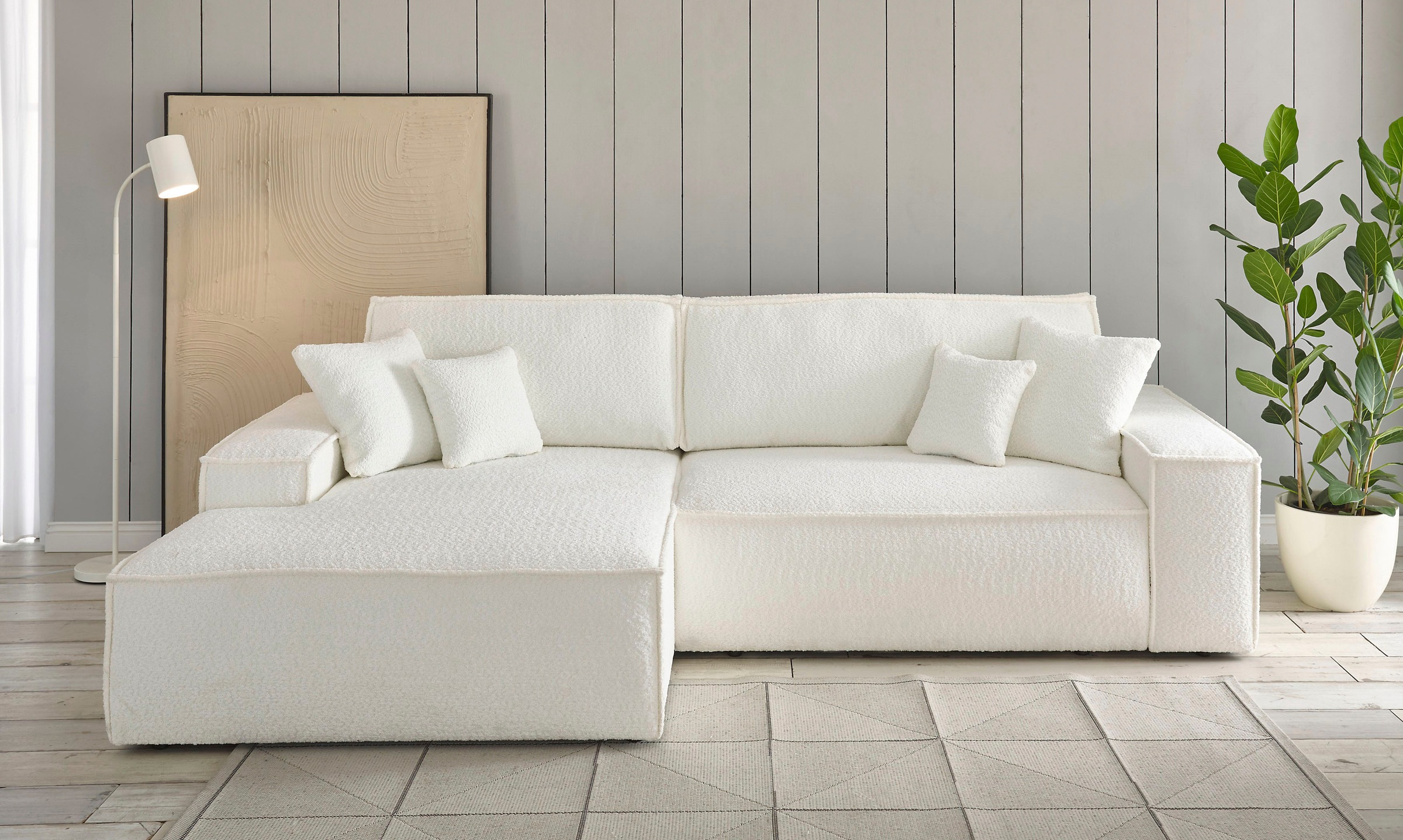 andas Ecksofa »FINNLEY Schlafsofa 267 cm, L-Form mit Schlaffunktion & Bettk günstig online kaufen