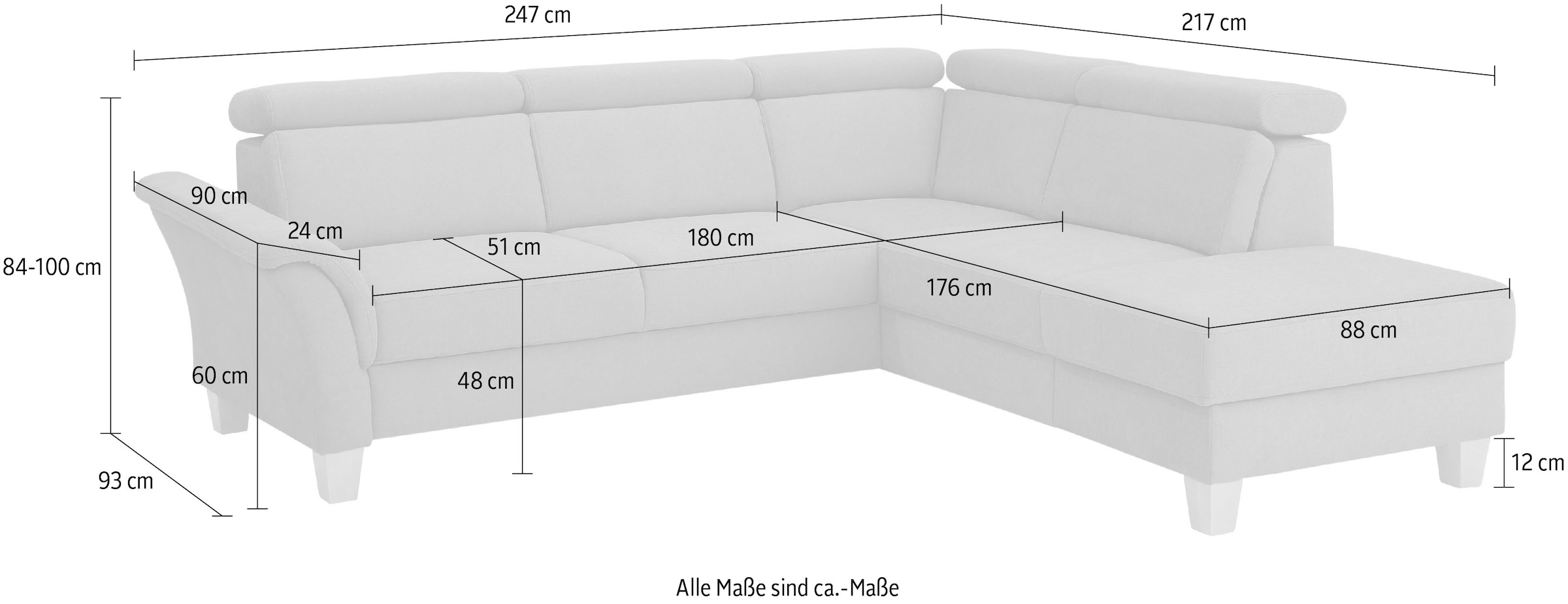 Home affaire Ecksofa »Conville L-Form« Federkern, wahlweise mit Bettfunktion und Bettkasten bzw. Stauraum