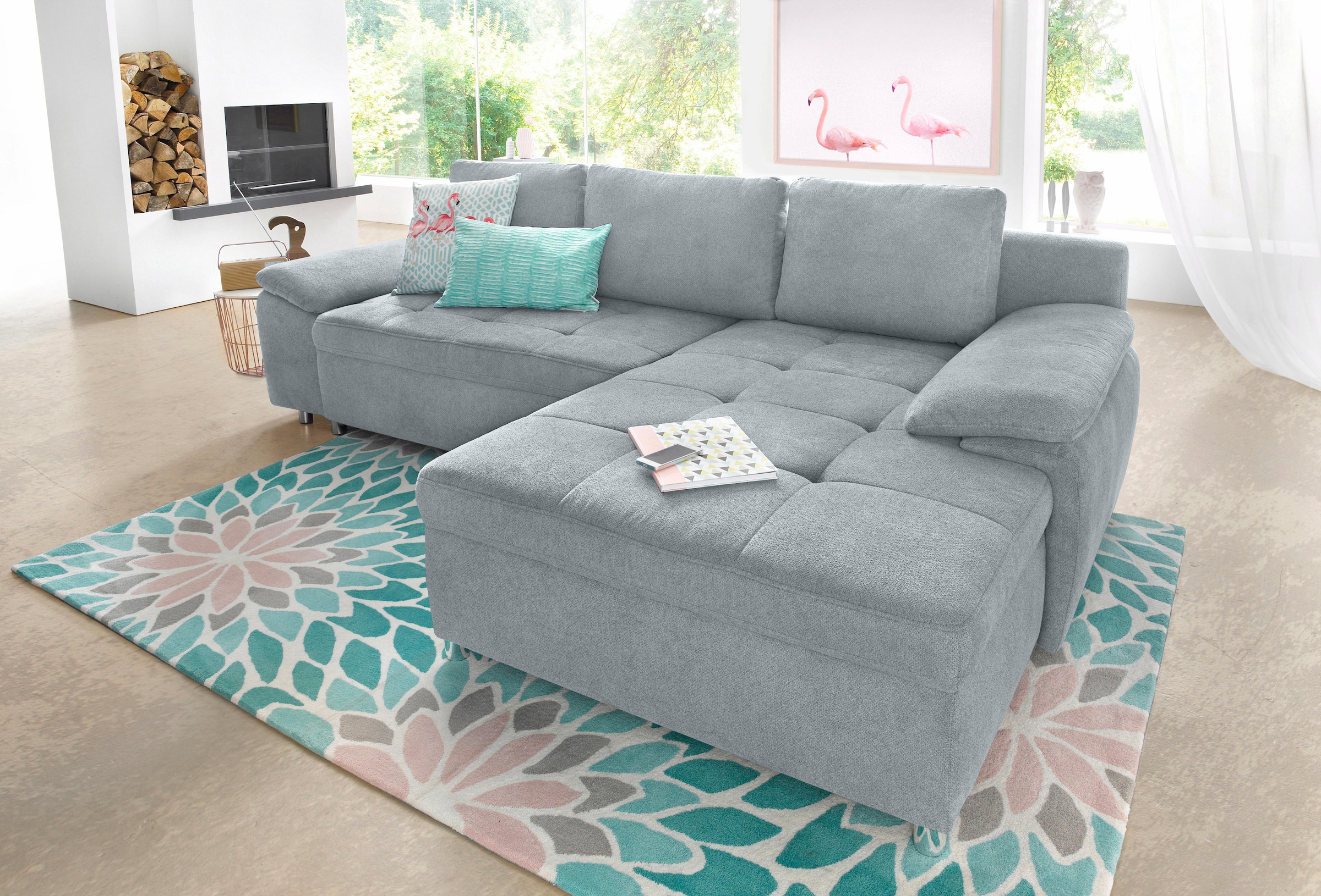 sit&more Ecksofa Labene, wahlweise mit Bettfunktion und Bettkasten, inkl. Rückenkissen