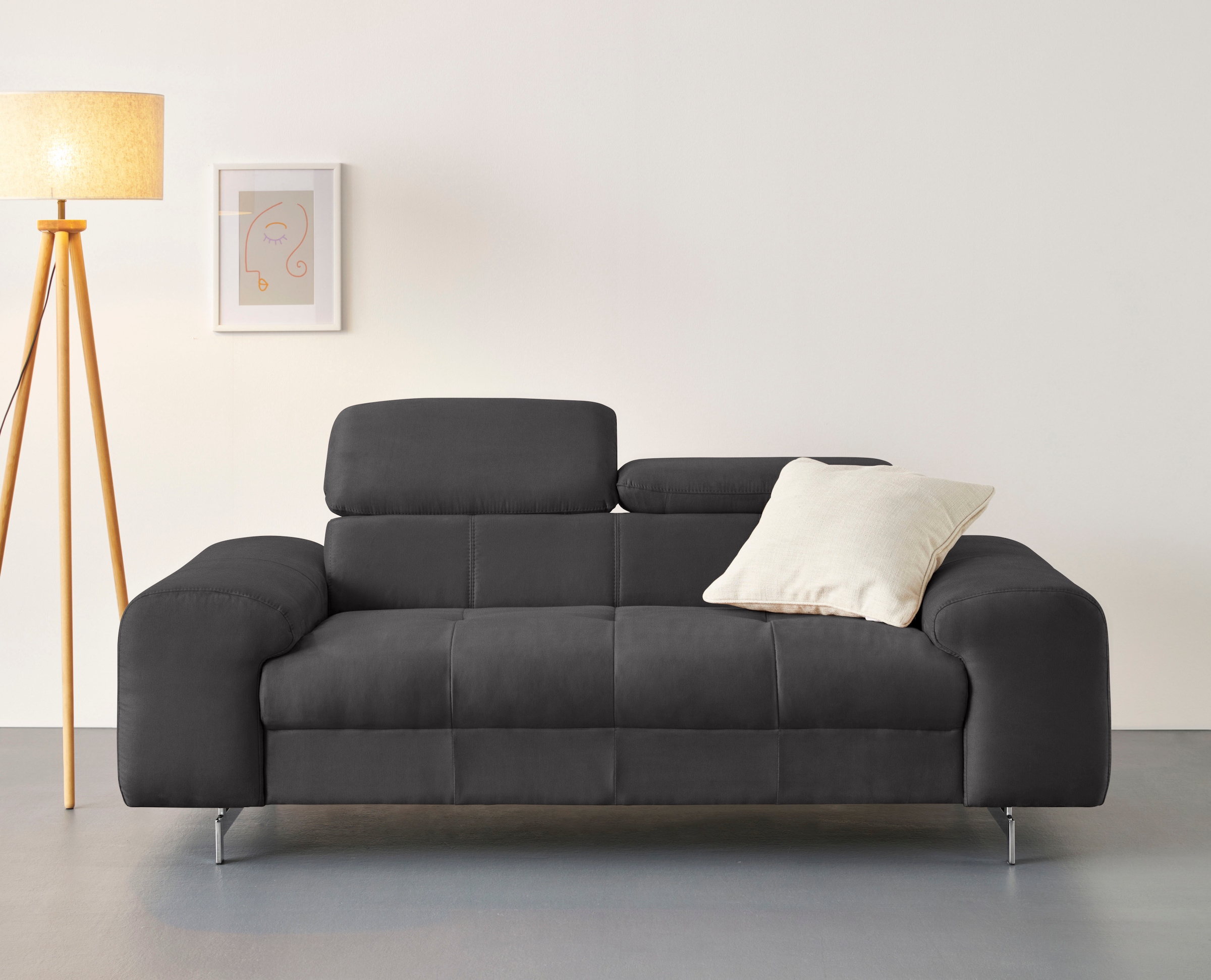 COTTA 2-Sitzer »Chef«, Big-Sofa mit Kopfteilverstellung, edle Metallkufen günstig online kaufen