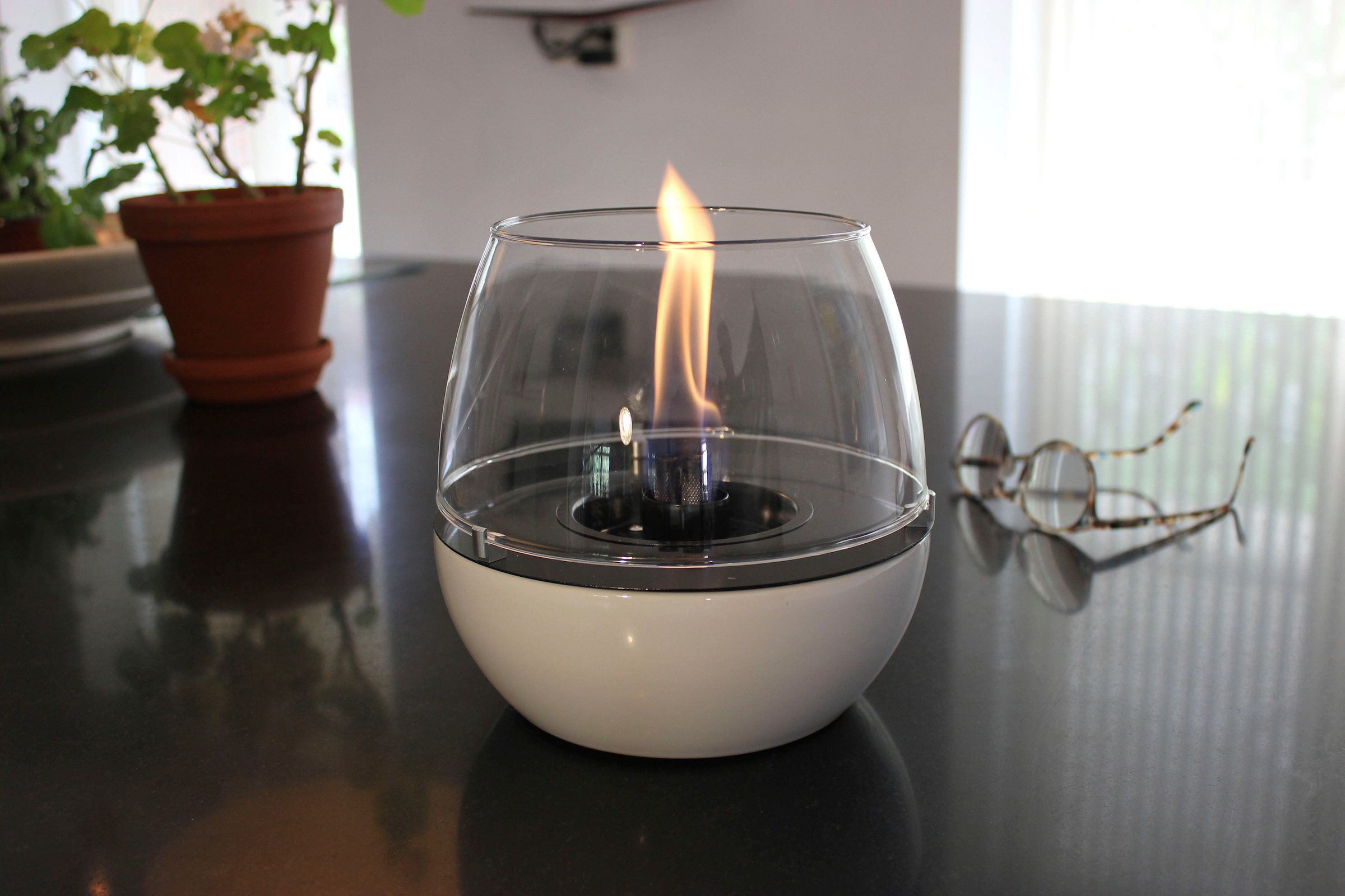 TENDERFLAME Tischfeuer »Tulpe«, 3-fach Docht, Porzellansockel und Glasring