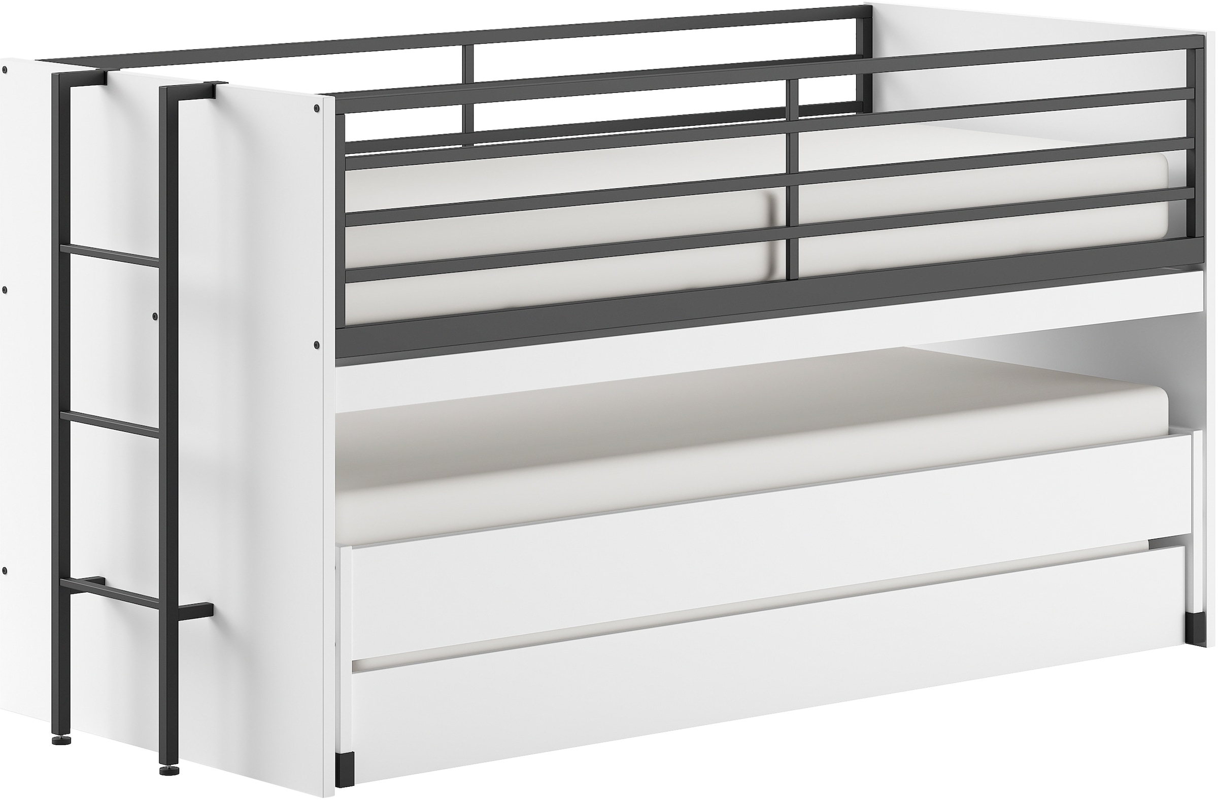 Home affaire Etagenbett, (Made in Europe), für kleine Räume, 2 Liegefl., Bettschublade, inkl. Schreibtisch, Dekor