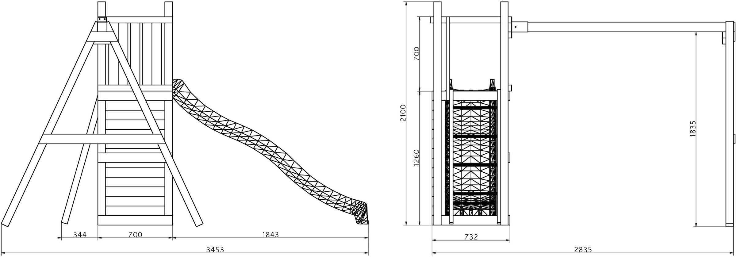 FUNGOO Spielturm »FUNNY3 mit Doppelschaukel« mit Schaukel & Rutsche