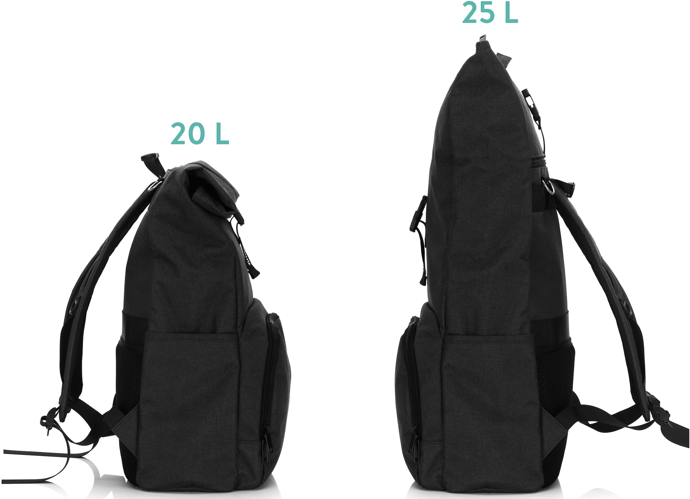 Fillikid Wickelrucksack »Tokio, schwarz melange«, mit Wickelauflage und Volumenerweiterung