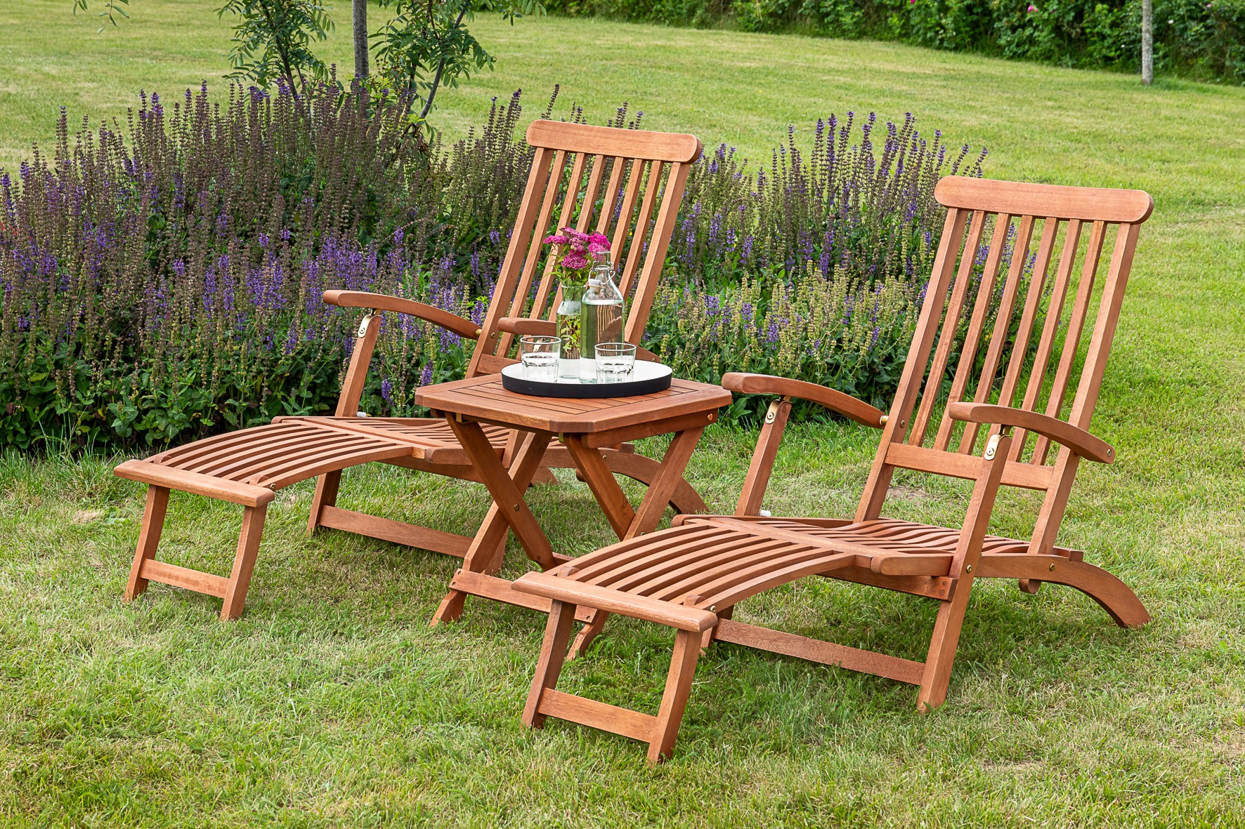 MERXX Gartensessel »Deckchair« Set, 2x Sessel, 1x Klapphocker, 3 Stk. tlg. günstig online kaufen
