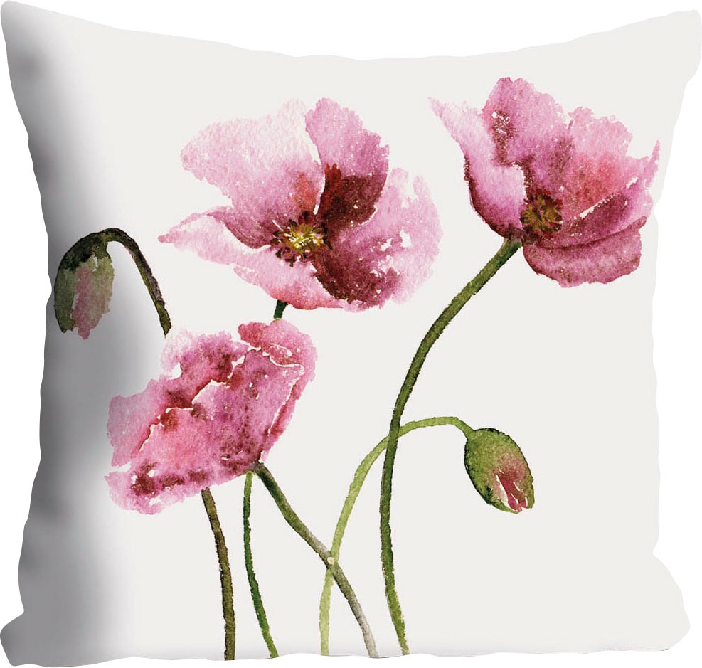 queence Dekokissen »Melanie«, Kissenhülle,Weißer Hintergrund,Mohnblumen,Flo günstig online kaufen