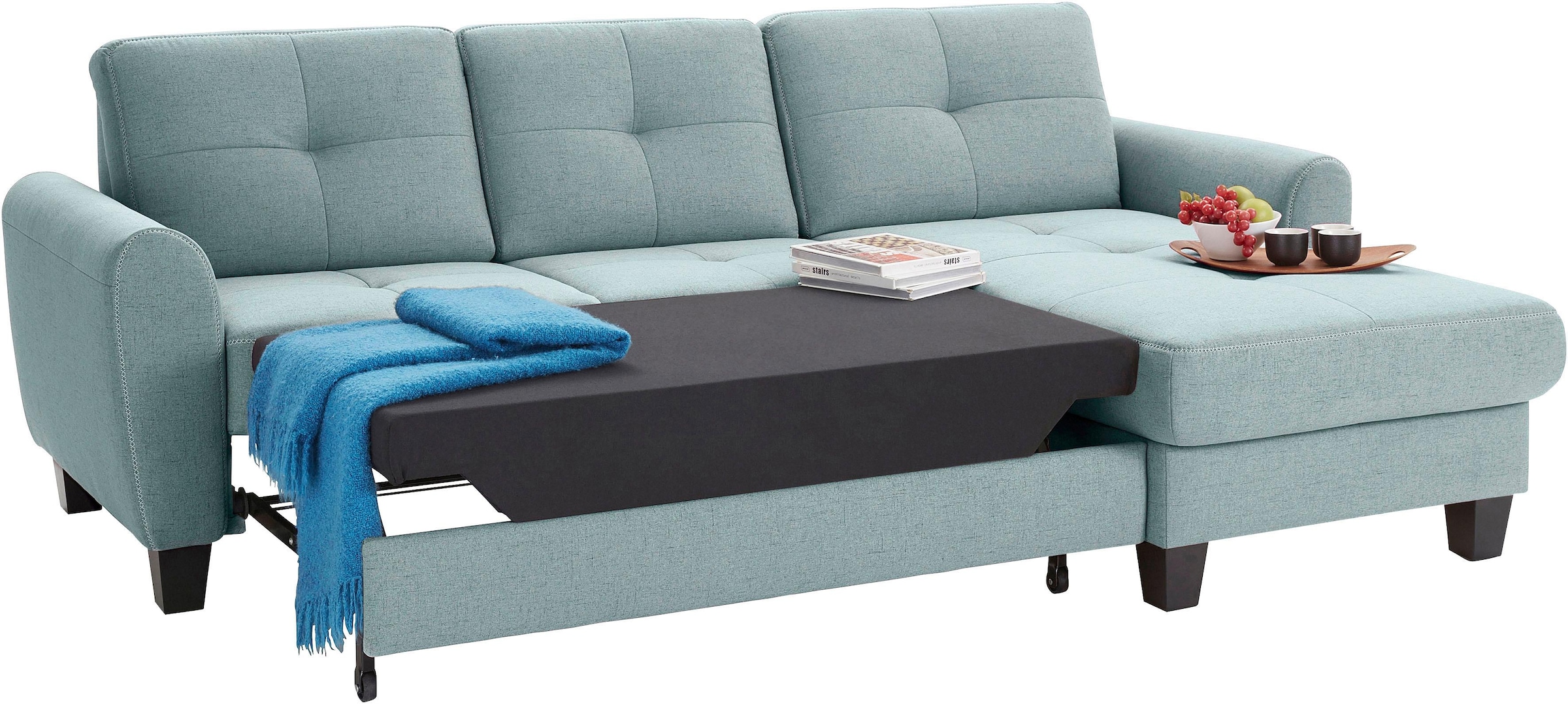 sit&more Ecksofa »Varese L-Form«, mit Federkern, wahlweise mit Bettfunktion und Stauraum